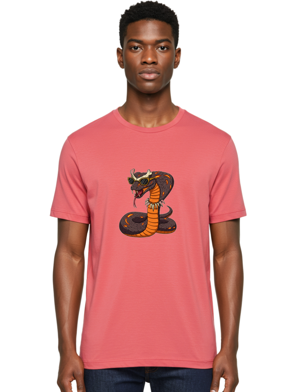 Snake-With-Sunglasses-And-Bone Men'S Graphic Tee, 100% Cotton, Comfortable Casual Summer Wear, Machine Washable, Vintage Camera, Old Camera, Antique Camera, Black Camera, Classic Photography, Photography Equipment, Nostalgic Device, Ban582