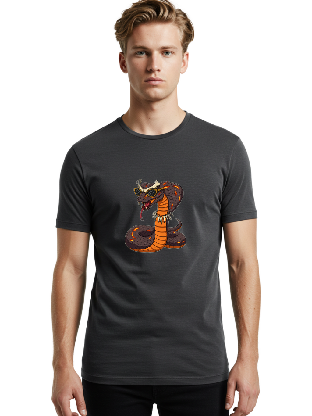 Snake-With-Sunglasses-And-Bone Men'S Graphic Tee, 100% Cotton, Comfortable Casual Summer Wear, Machine Washable, Vintage Camera, Old Camera, Antique Camera, Black Camera, Classic Photography, Photography Equipment, Nostalgic Device, Ban582