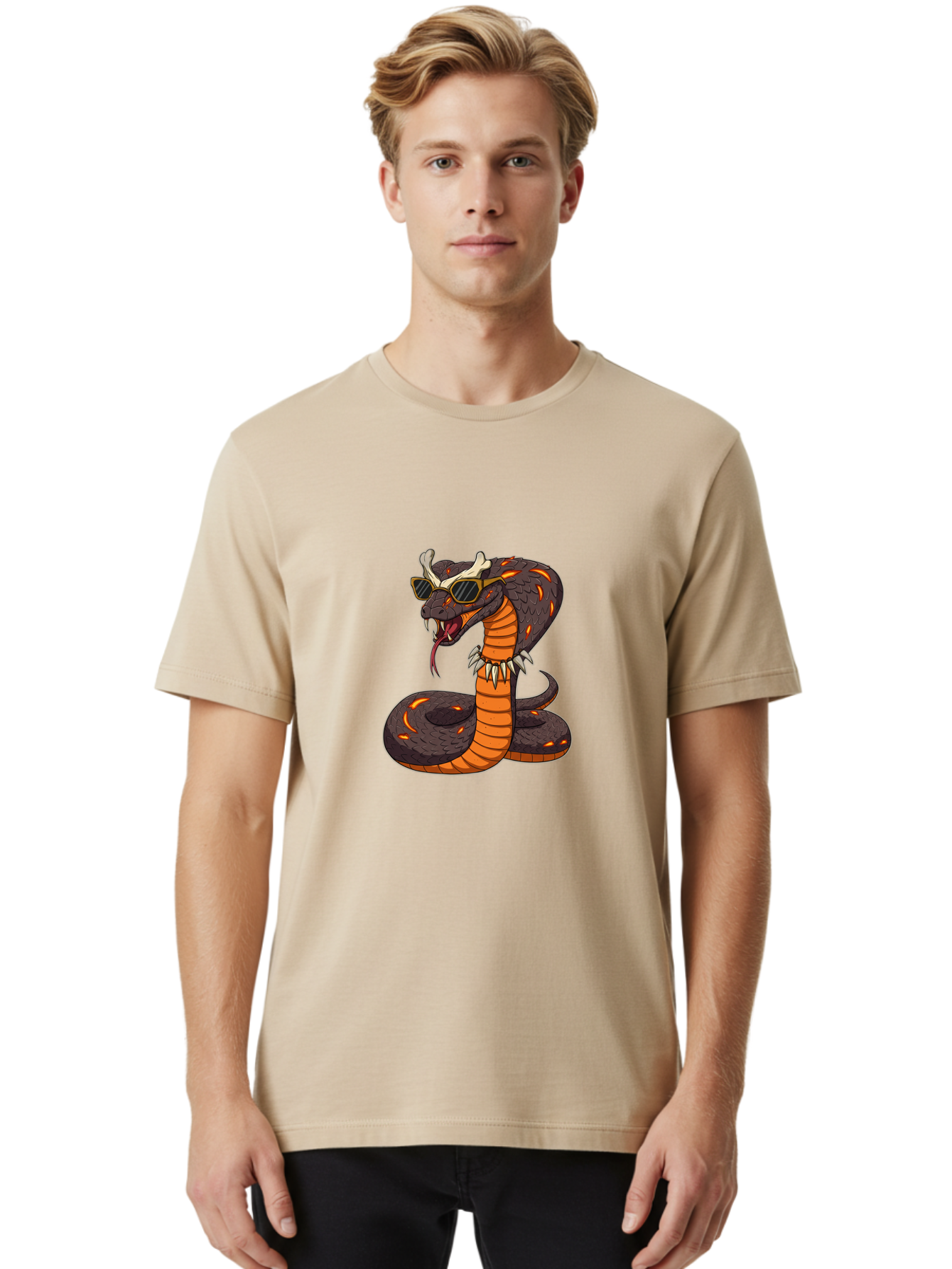 Snake-With-Sunglasses-And-Bone Men'S Graphic Tee, 100% Cotton, Comfortable Casual Summer Wear, Machine Washable, Vintage Camera, Old Camera, Antique Camera, Black Camera, Classic Photography, Photography Equipment, Nostalgic Device, Ban582
