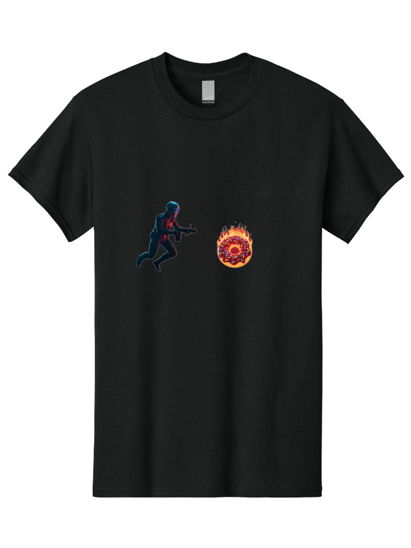 Soldier-Running-From-Donut Men'S Graphic Tee, 100% Cotton, Comfortable Casual Summer Wear, Machine Washable, Vintage Camera, Old Camera, Antique Camera, Black Camera, Classic Photography, Photography Equipment, Nostalgic Device, Film Camera, Ban589