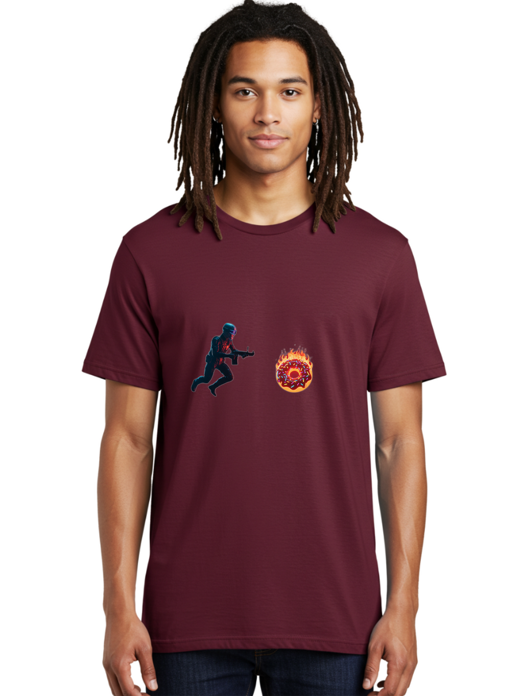 Soldier-Running-From-Donut Men'S Graphic Tee, 100% Cotton, Comfortable Casual Summer Wear, Machine Washable, Vintage Camera, Old Camera, Antique Camera, Black Camera, Classic Photography, Photography Equipment, Nostalgic Device, Film Camera, Ban589