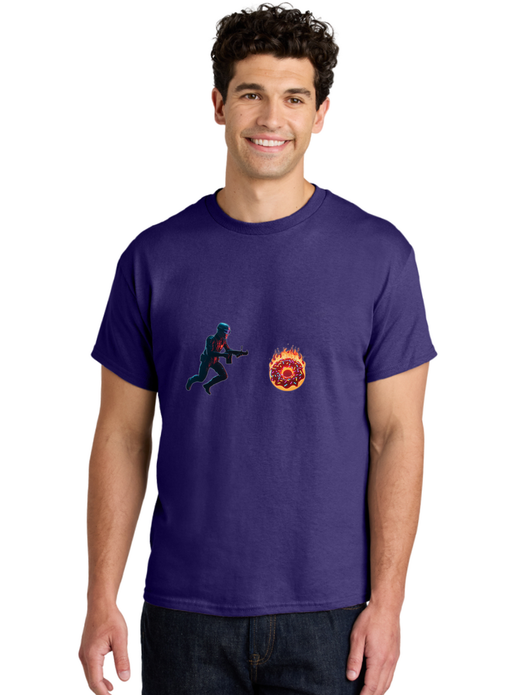 Soldier-Running-From-Donut Men'S Graphic Tee, 100% Cotton, Comfortable Casual Summer Wear, Machine Washable, Vintage Camera, Old Camera, Antique Camera, Black Camera, Classic Photography, Photography Equipment, Nostalgic Device, Film Camera, Ban589