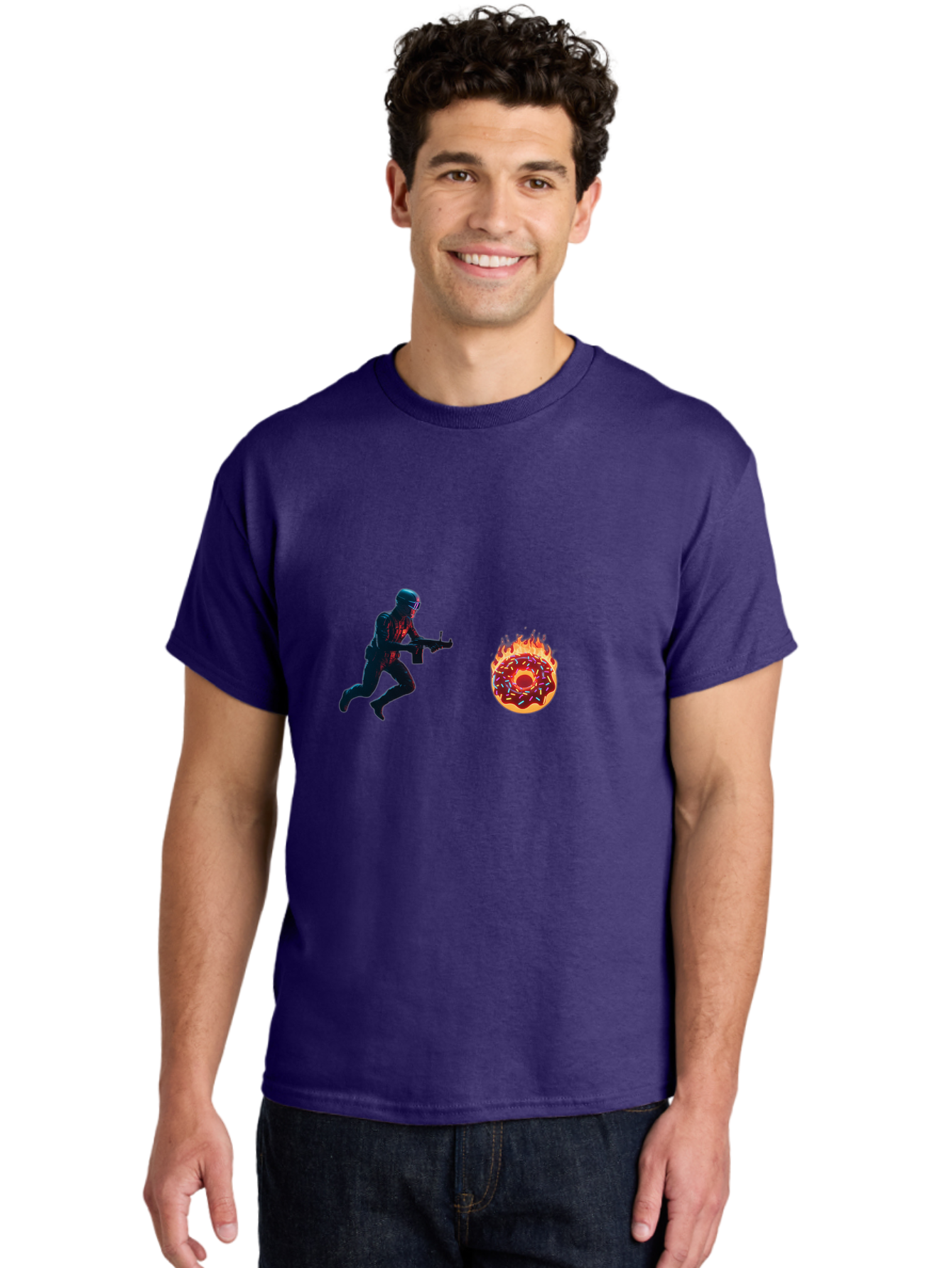 Soldier-Running-From-Donut Men'S Graphic Tee, 100% Cotton, Comfortable Casual Summer Wear, Machine Washable, Vintage Camera, Old Camera, Antique Camera, Black Camera, Classic Photography, Photography Equipment, Nostalgic Device, Film Camera, Ban589