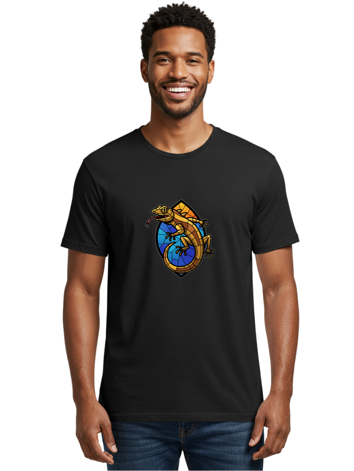 Stained-Glass-Iguana Men'S Graphic Tee, 100% Cotton, Comfortable Casual Summer Wear, Machine Washable, Vintage Camera, Old Camera, Antique Camera, Black Camera, Classic Photography, Photography Equipment, Nostalgic Device, Film Camera, Ban604