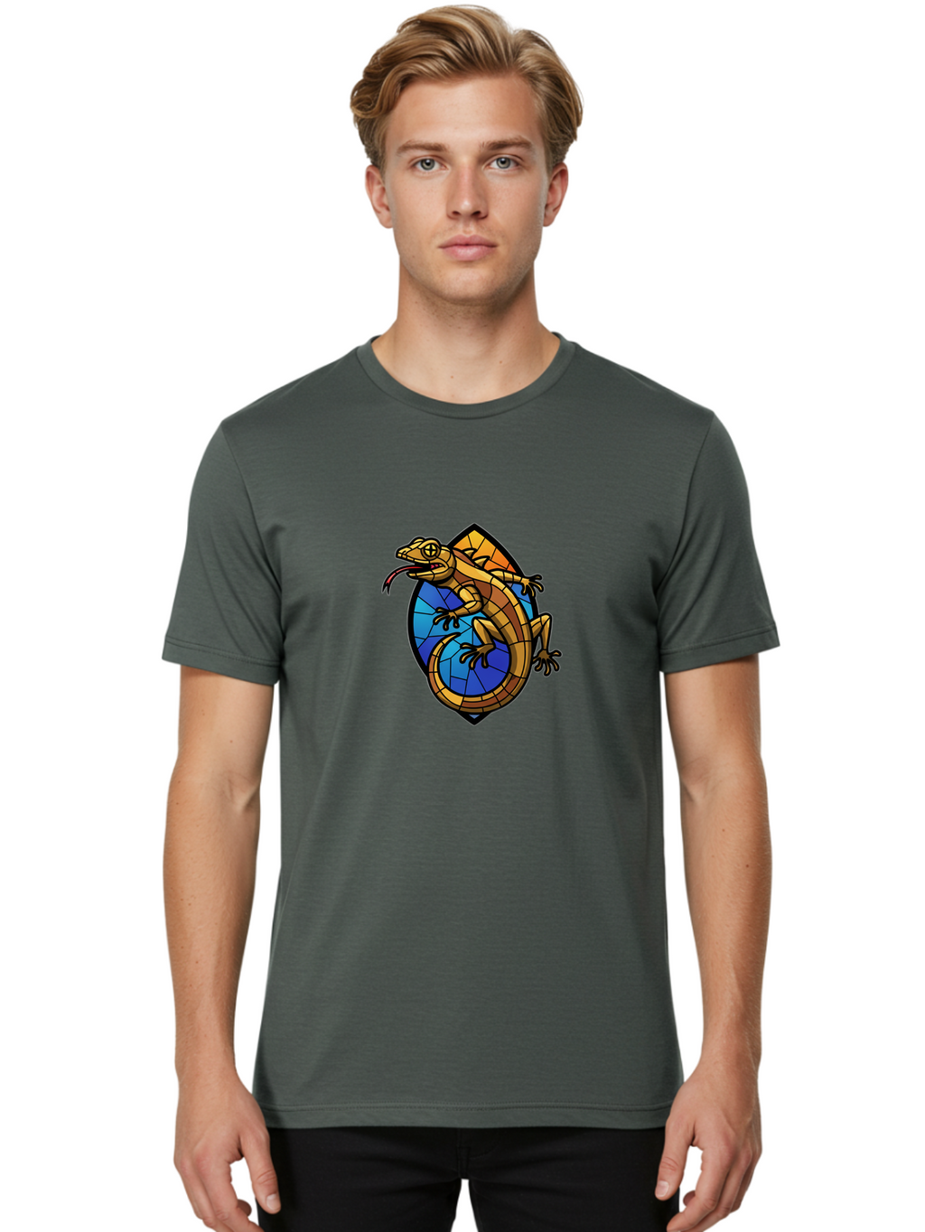 Stained-Glass-Iguana Men'S Graphic Tee, 100% Cotton, Comfortable Casual Summer Wear, Machine Washable, Vintage Camera, Old Camera, Antique Camera, Black Camera, Classic Photography, Photography Equipment, Nostalgic Device, Film Camera, Ban604