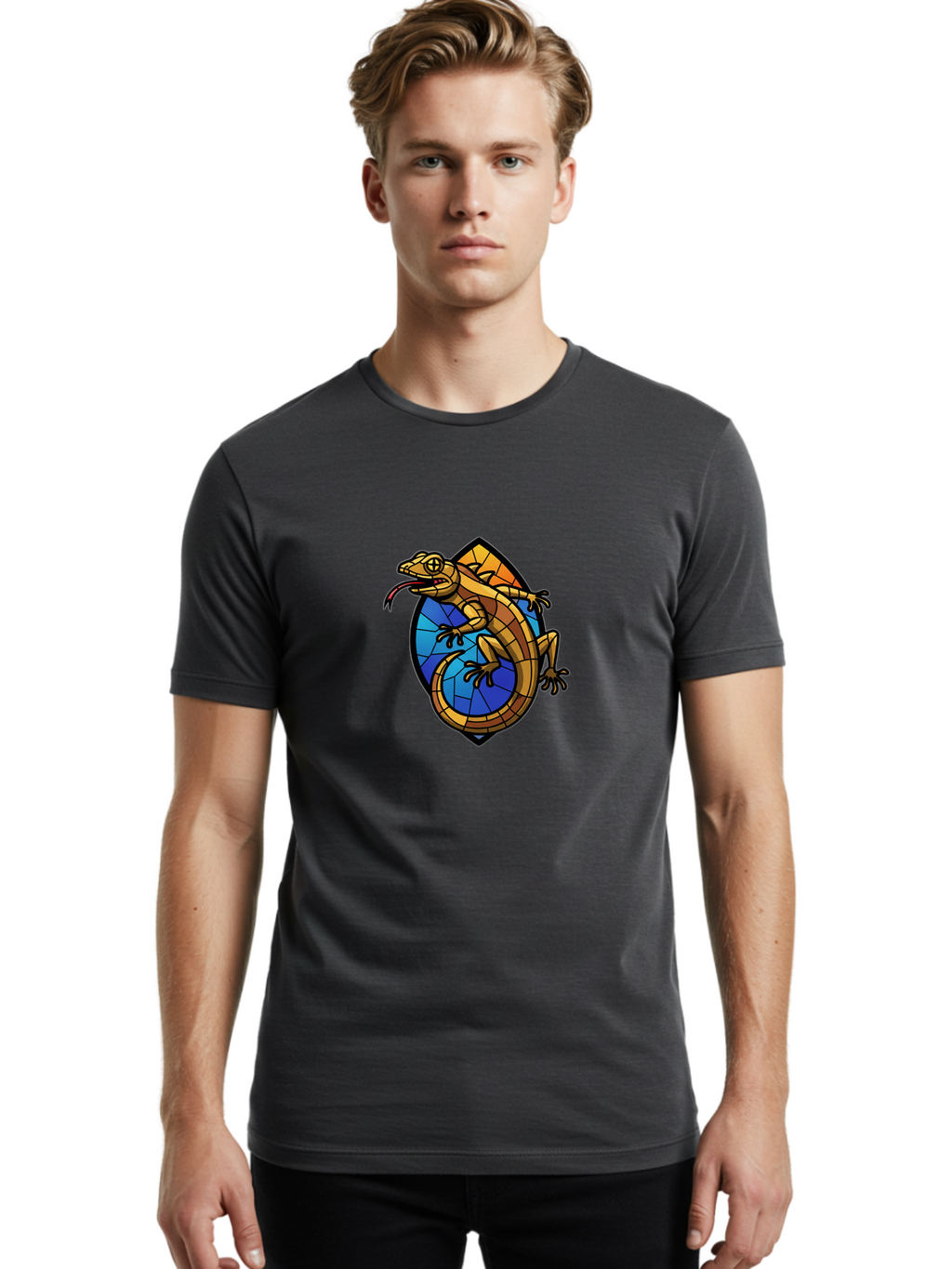 Stained-Glass-Iguana Men'S Graphic Tee, 100% Cotton, Comfortable Casual Summer Wear, Machine Washable, Vintage Camera, Old Camera, Antique Camera, Black Camera, Classic Photography, Photography Equipment, Nostalgic Device, Film Camera, Ban604