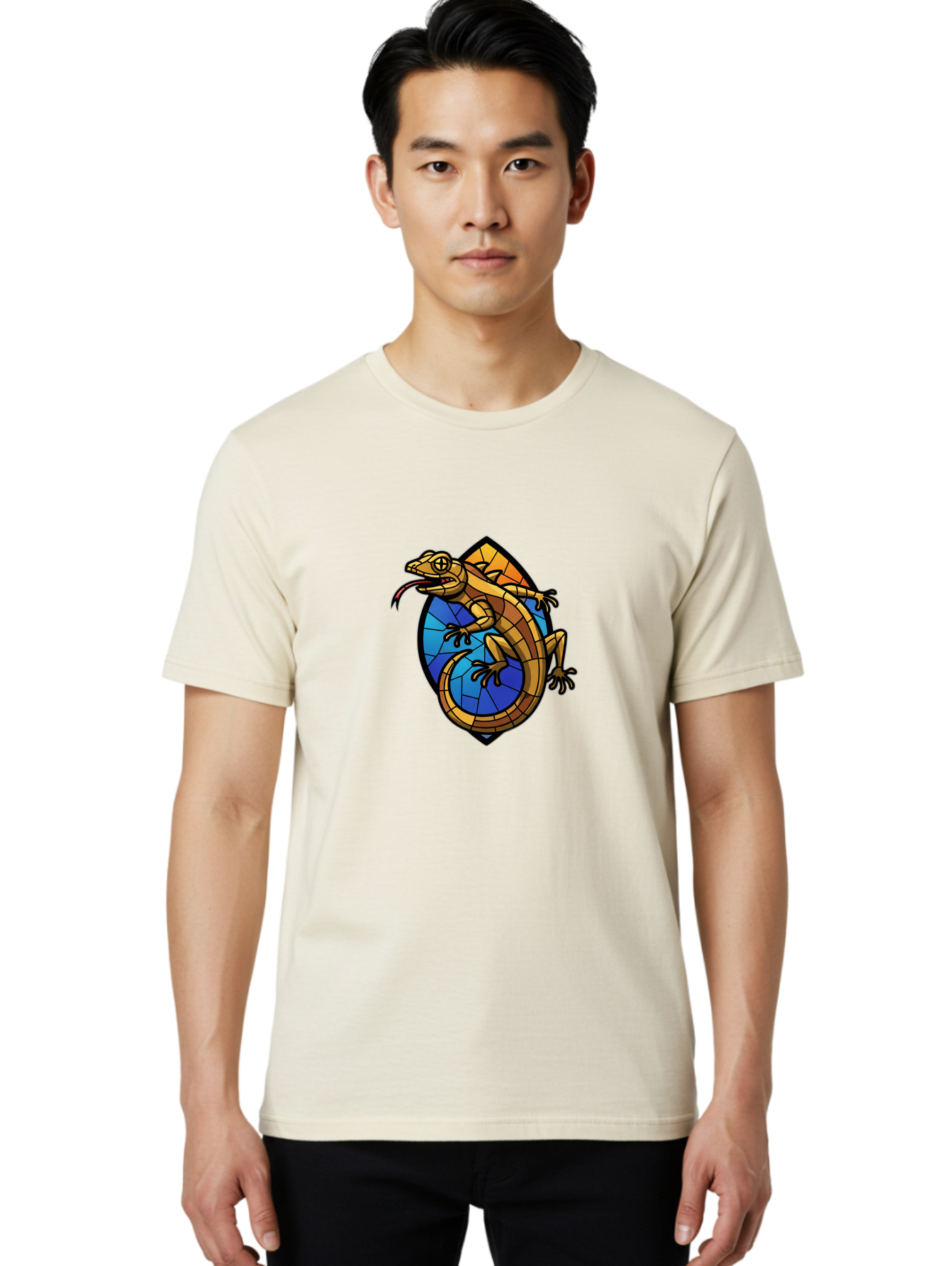 Stained-Glass-Iguana Men'S Graphic Tee, 100% Cotton, Comfortable Casual Summer Wear, Machine Washable, Vintage Camera, Old Camera, Antique Camera, Black Camera, Classic Photography, Photography Equipment, Nostalgic Device, Film Camera, Ban604