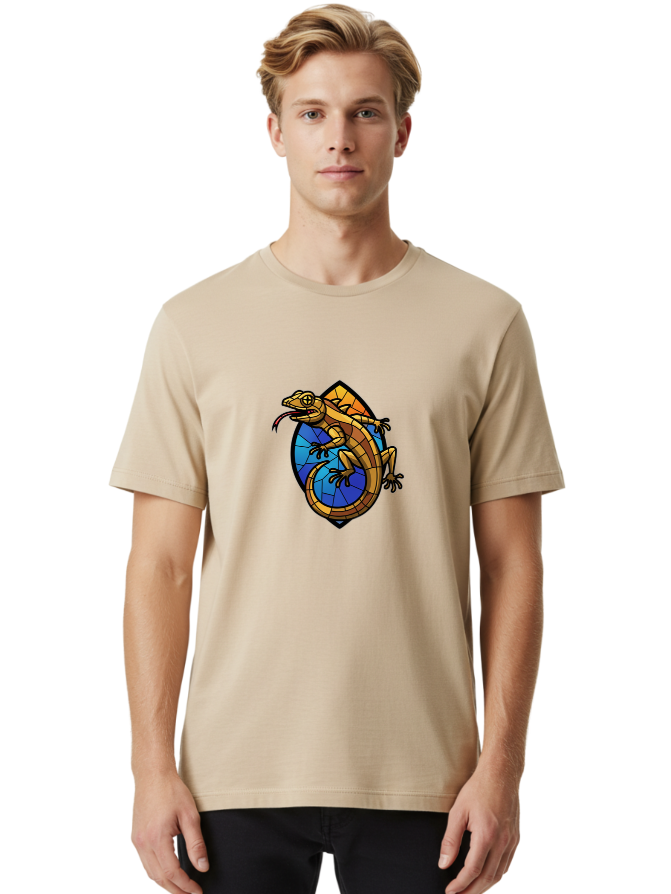 Stained-Glass-Iguana Men'S Graphic Tee, 100% Cotton, Comfortable Casual Summer Wear, Machine Washable, Vintage Camera, Old Camera, Antique Camera, Black Camera, Classic Photography, Photography Equipment, Nostalgic Device, Film Camera, Ban604