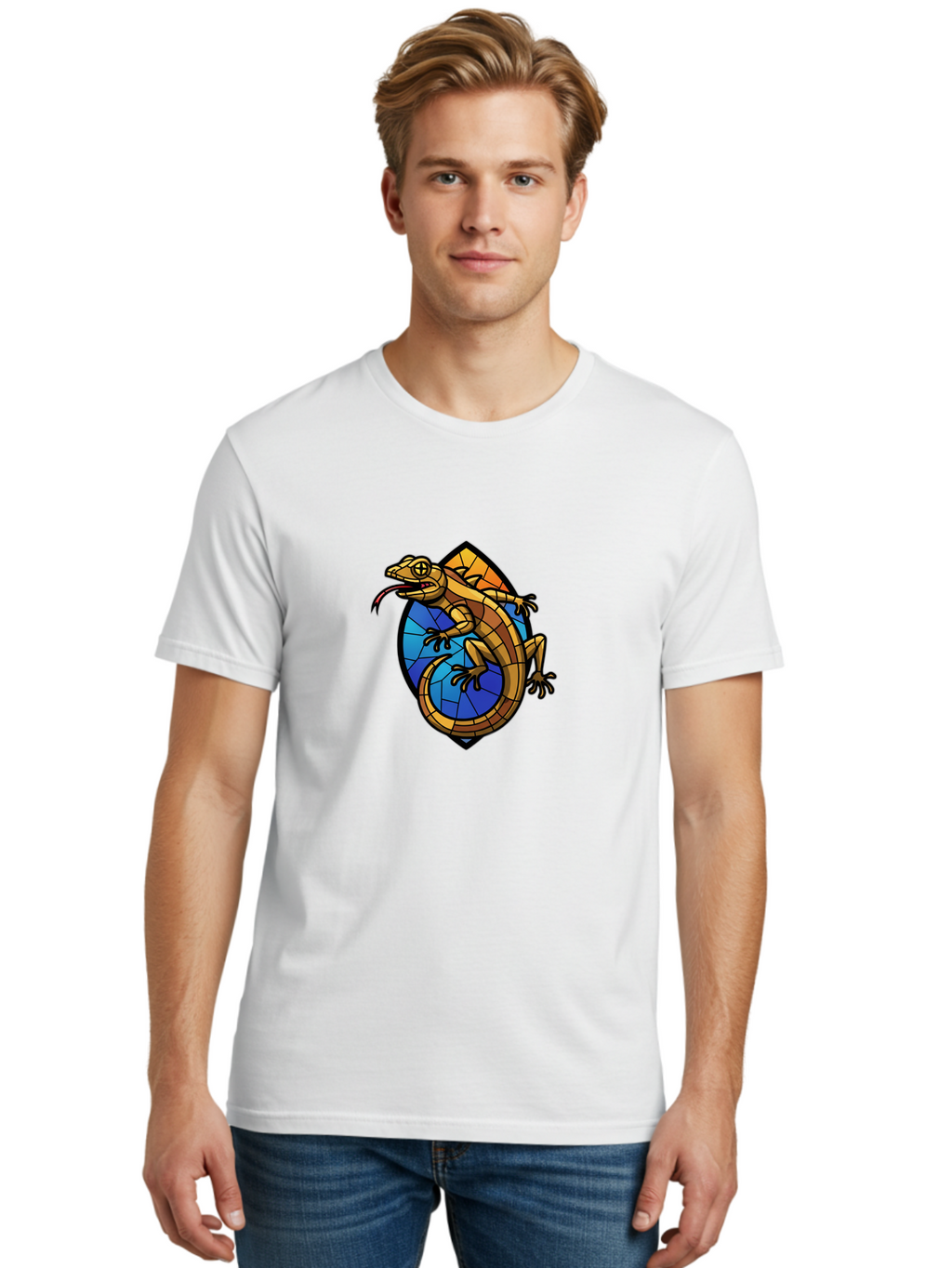 Stained-Glass-Iguana Men'S Graphic Tee, 100% Cotton, Comfortable Casual Summer Wear, Machine Washable, Vintage Camera, Old Camera, Antique Camera, Black Camera, Classic Photography, Photography Equipment, Nostalgic Device, Film Camera, Ban604
