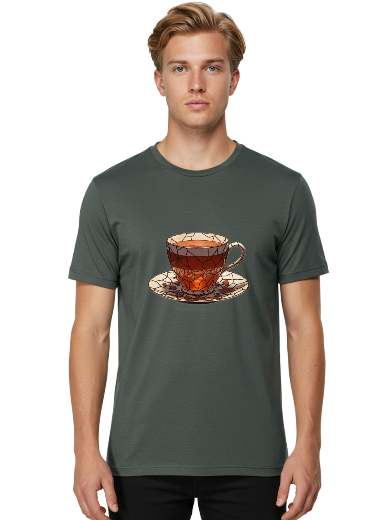 Stained-Glass-Tea-Cup Men'S Graphic Tee, 100% Cotton, Comfortable Casual Summer Wear, Machine Washable, Vintage Camera, Old Camera, Antique Camera, Black Camera, Classic Photography, Photography Equipment, Nostalgic Device, Film Camera, Ban605