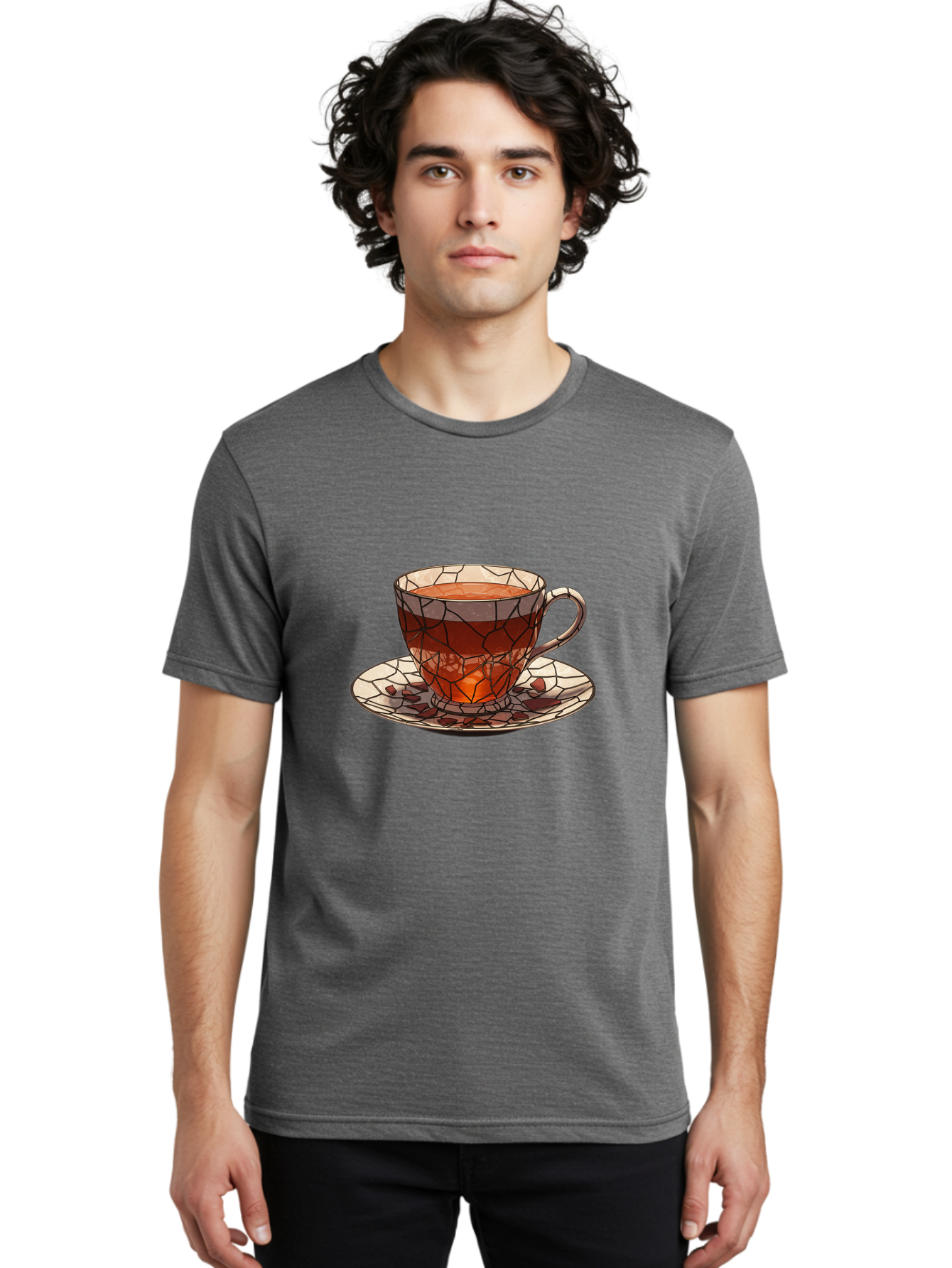 Stained-Glass-Tea-Cup Men'S Graphic Tee, 100% Cotton, Comfortable Casual Summer Wear, Machine Washable, Vintage Camera, Old Camera, Antique Camera, Black Camera, Classic Photography, Photography Equipment, Nostalgic Device, Film Camera, Ban605