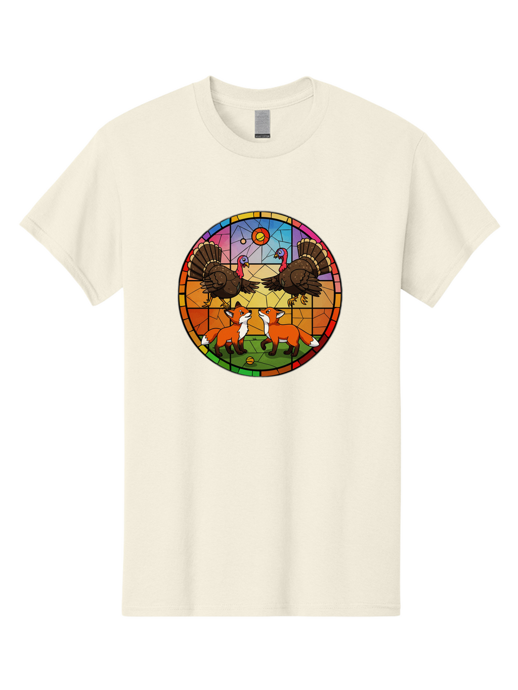 Stained-Glass-Turkeys-And-Foxes Men'S Graphic Tee, 100% Cotton, Comfortable Casual Summer Wear, Machine Washable, Vintage Camera, Old Camera, Antique Camera, Black Camera, Classic Photography, Photography Equipment, Nostalgic Device, Ban606