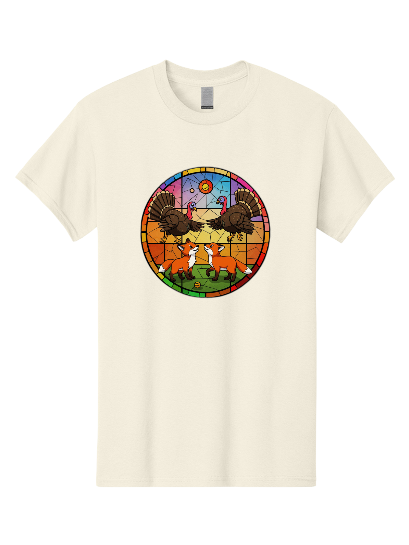 Stained-Glass-Turkeys-And-Foxes Men'S Graphic Tee, 100% Cotton, Comfortable Casual Summer Wear, Machine Washable, Vintage Camera, Old Camera, Antique Camera, Black Camera, Classic Photography, Photography Equipment, Nostalgic Device, Ban606