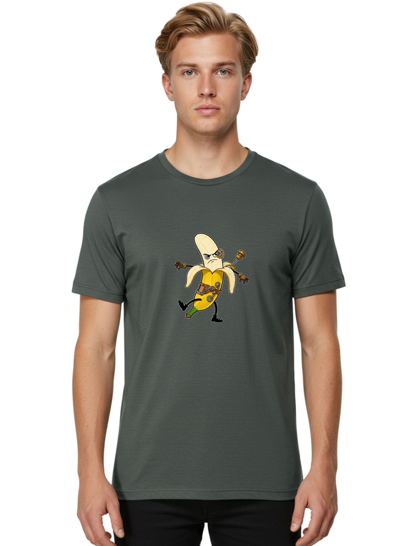 Steampunk-Banana-Dancer Men'S Graphic Tee, 100% Cotton, Comfortable Casual Summer Wear, Machine Washable, Vintage Camera, Old Camera, Antique Camera, Black Camera, Classic Photography, Photography Equipment, Nostalgic Device, Film Camera, Ban611