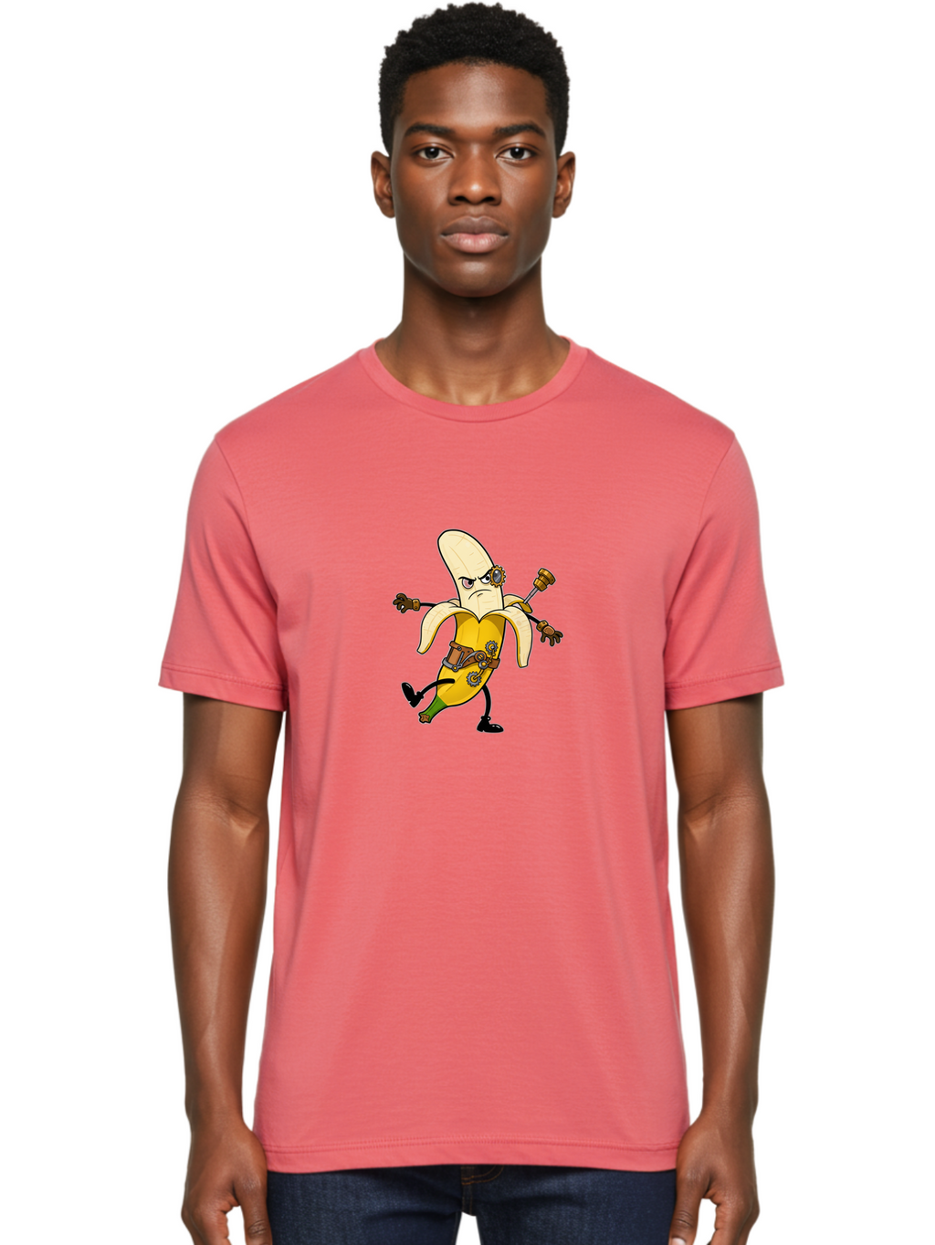 Steampunk-Banana-Dancer Men'S Graphic Tee, 100% Cotton, Comfortable Casual Summer Wear, Machine Washable, Vintage Camera, Old Camera, Antique Camera, Black Camera, Classic Photography, Photography Equipment, Nostalgic Device, Film Camera, Ban611