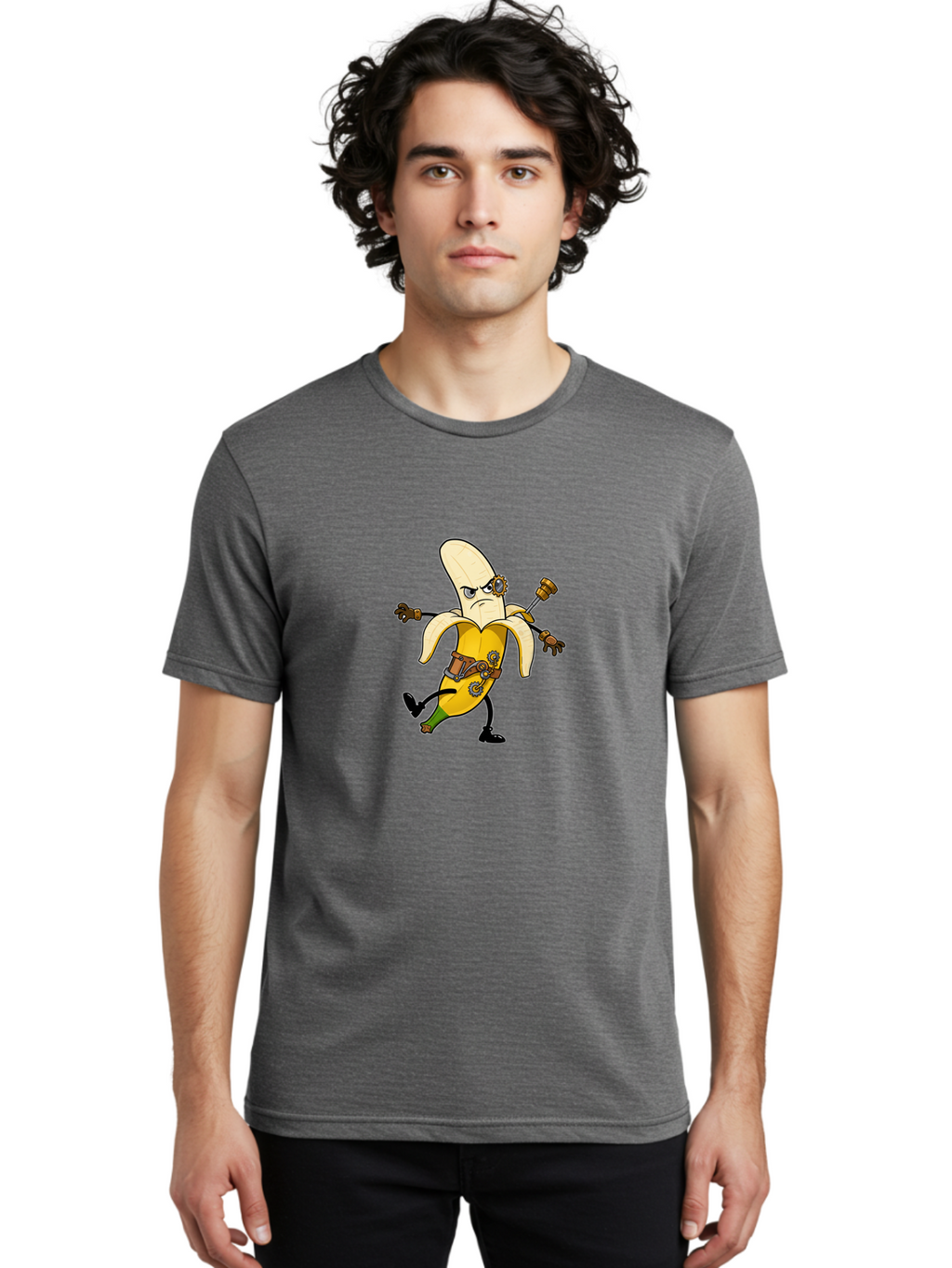Steampunk-Banana-Dancer Men'S Graphic Tee, 100% Cotton, Comfortable Casual Summer Wear, Machine Washable, Vintage Camera, Old Camera, Antique Camera, Black Camera, Classic Photography, Photography Equipment, Nostalgic Device, Film Camera, Ban611