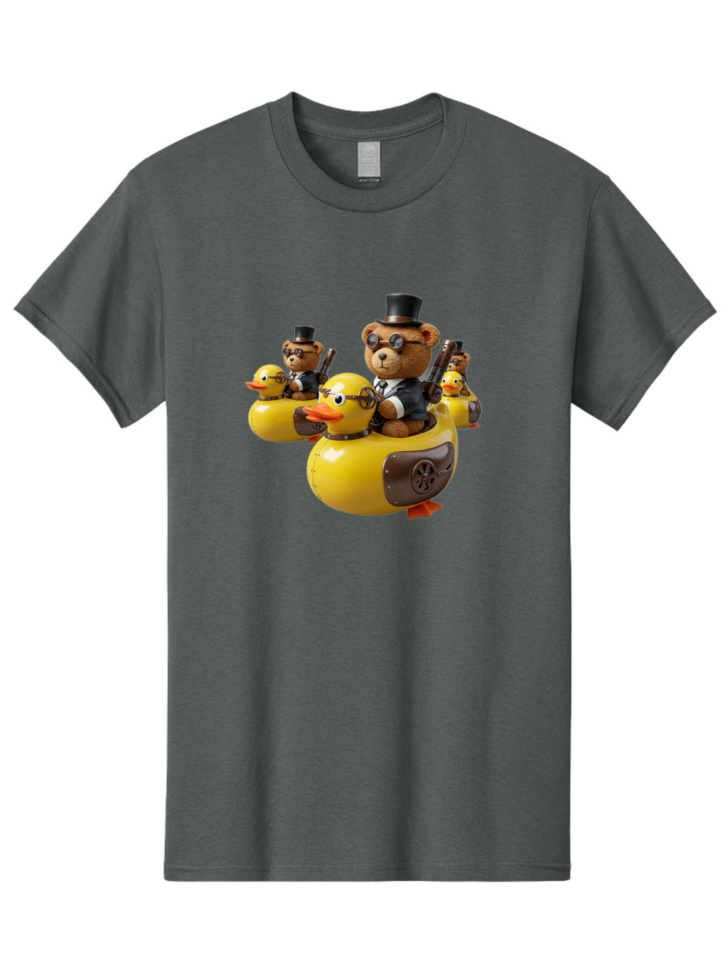 Steampunk-Bears-Riding-Ducks Men'S Graphic Tee, 100% Cotton, Comfortable Casual Summer Wear, Machine Washable, Vintage Camera, Old Camera, Antique Camera, Black Camera, Classic Photography, Photography Equipment, Nostalgic Device, Film Camera, Ban612