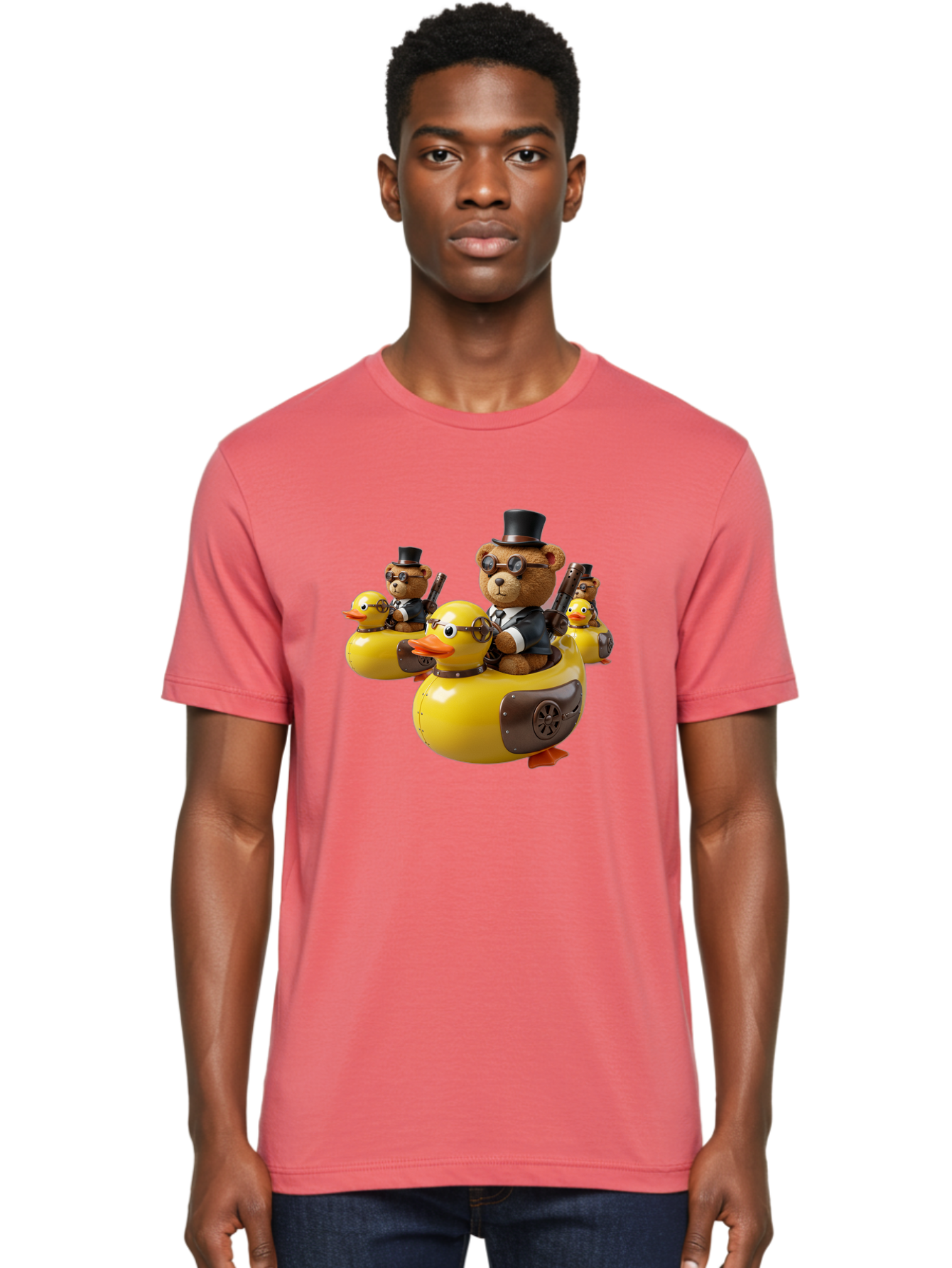 Steampunk-Bears-Riding-Ducks Men'S Graphic Tee, 100% Cotton, Comfortable Casual Summer Wear, Machine Washable, Vintage Camera, Old Camera, Antique Camera, Black Camera, Classic Photography, Photography Equipment, Nostalgic Device, Film Camera, Ban612