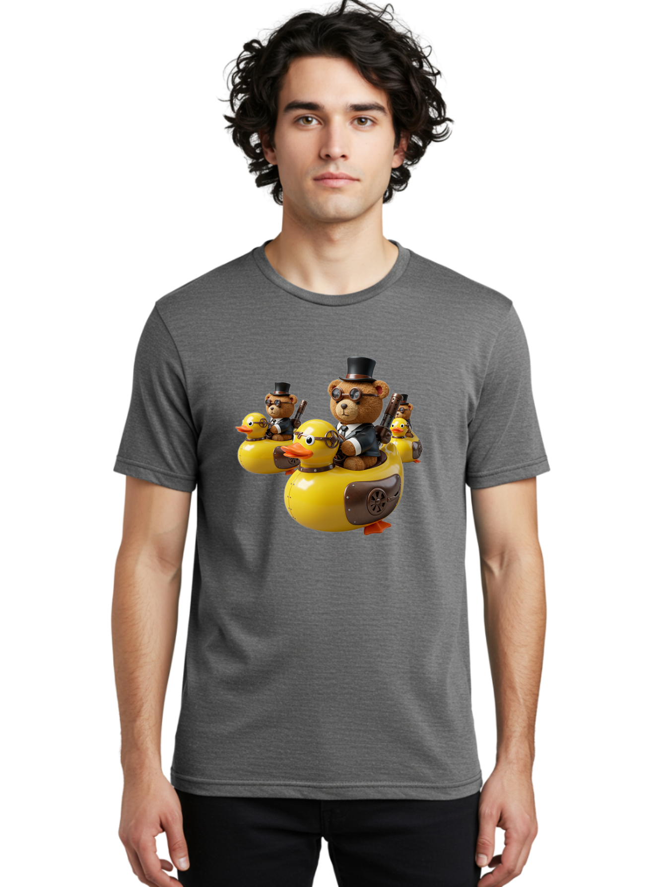 Steampunk-Bears-Riding-Ducks Men'S Graphic Tee, 100% Cotton, Comfortable Casual Summer Wear, Machine Washable, Vintage Camera, Old Camera, Antique Camera, Black Camera, Classic Photography, Photography Equipment, Nostalgic Device, Film Camera, Ban612