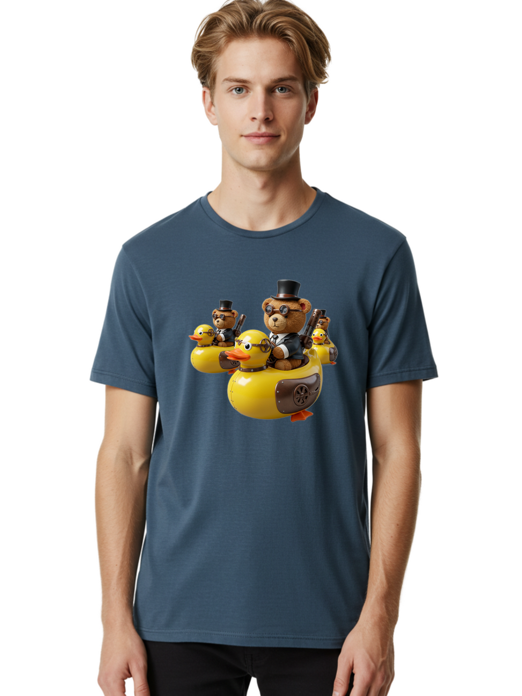 Steampunk-Bears-Riding-Ducks Men'S Graphic Tee, 100% Cotton, Comfortable Casual Summer Wear, Machine Washable, Vintage Camera, Old Camera, Antique Camera, Black Camera, Classic Photography, Photography Equipment, Nostalgic Device, Film Camera, Ban612