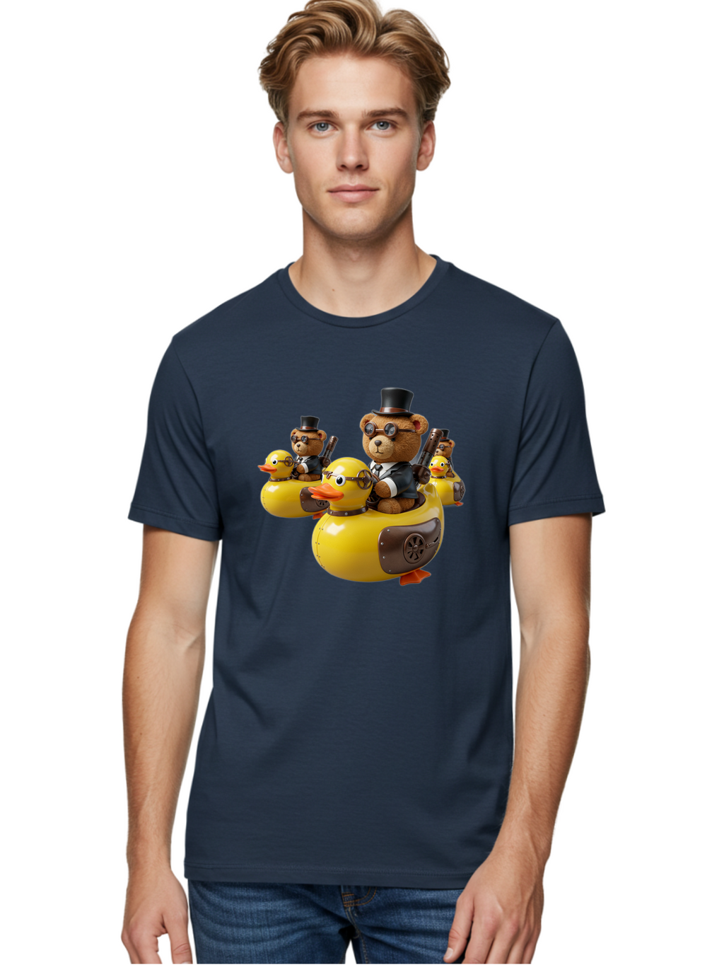 Steampunk-Bears-Riding-Ducks Men'S Graphic Tee, 100% Cotton, Comfortable Casual Summer Wear, Machine Washable, Vintage Camera, Old Camera, Antique Camera, Black Camera, Classic Photography, Photography Equipment, Nostalgic Device, Film Camera, Ban612