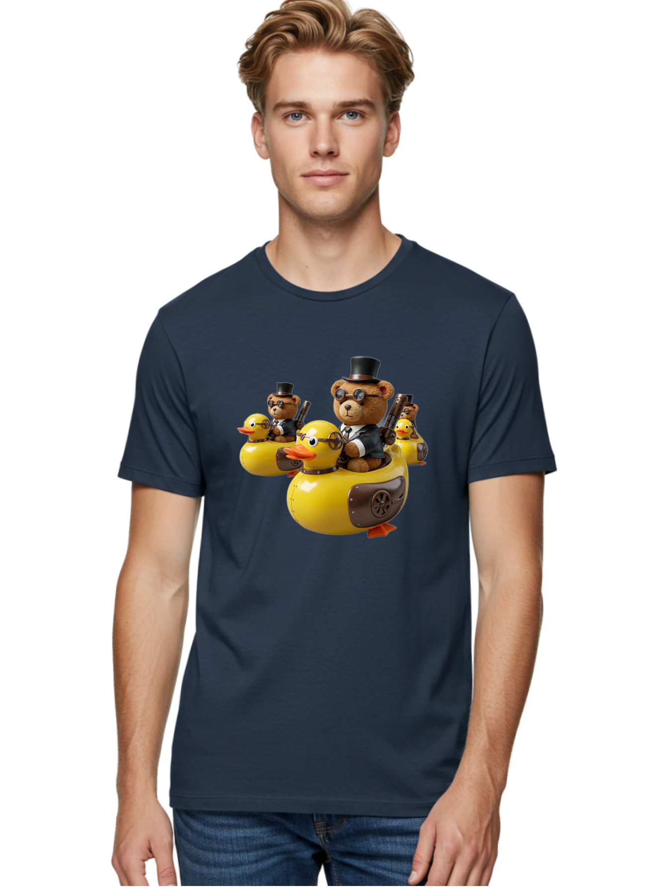 Steampunk-Bears-Riding-Ducks Men'S Graphic Tee, 100% Cotton, Comfortable Casual Summer Wear, Machine Washable, Vintage Camera, Old Camera, Antique Camera, Black Camera, Classic Photography, Photography Equipment, Nostalgic Device, Film Camera, Ban612
