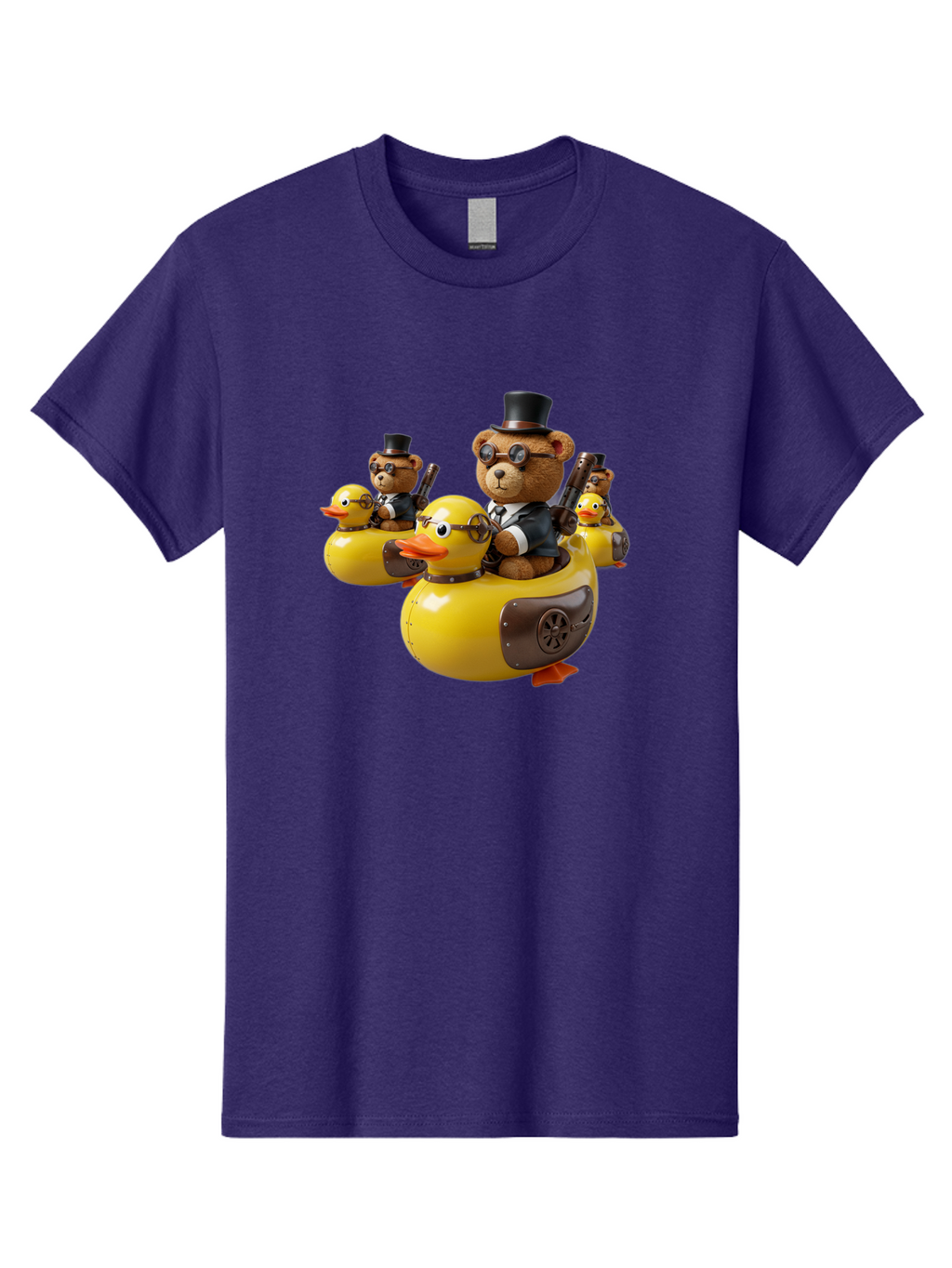 Steampunk-Bears-Riding-Ducks Men'S Graphic Tee, 100% Cotton, Comfortable Casual Summer Wear, Machine Washable, Vintage Camera, Old Camera, Antique Camera, Black Camera, Classic Photography, Photography Equipment, Nostalgic Device, Film Camera, Ban612