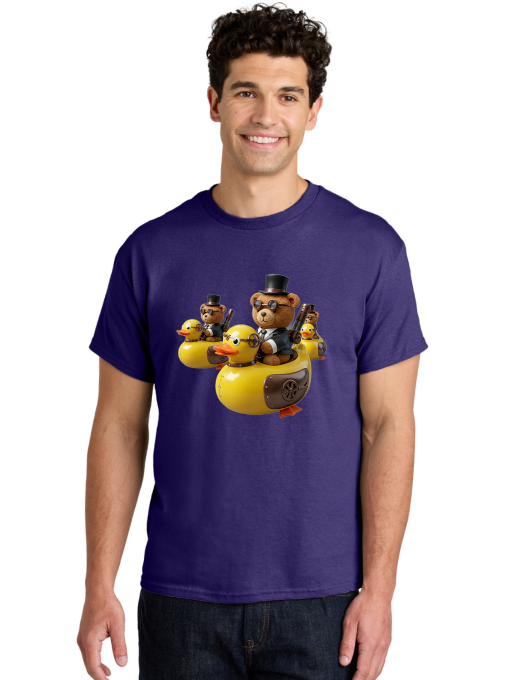 Steampunk-Bears-Riding-Ducks Men'S Graphic Tee, 100% Cotton, Comfortable Casual Summer Wear, Machine Washable, Vintage Camera, Old Camera, Antique Camera, Black Camera, Classic Photography, Photography Equipment, Nostalgic Device, Film Camera, Ban612