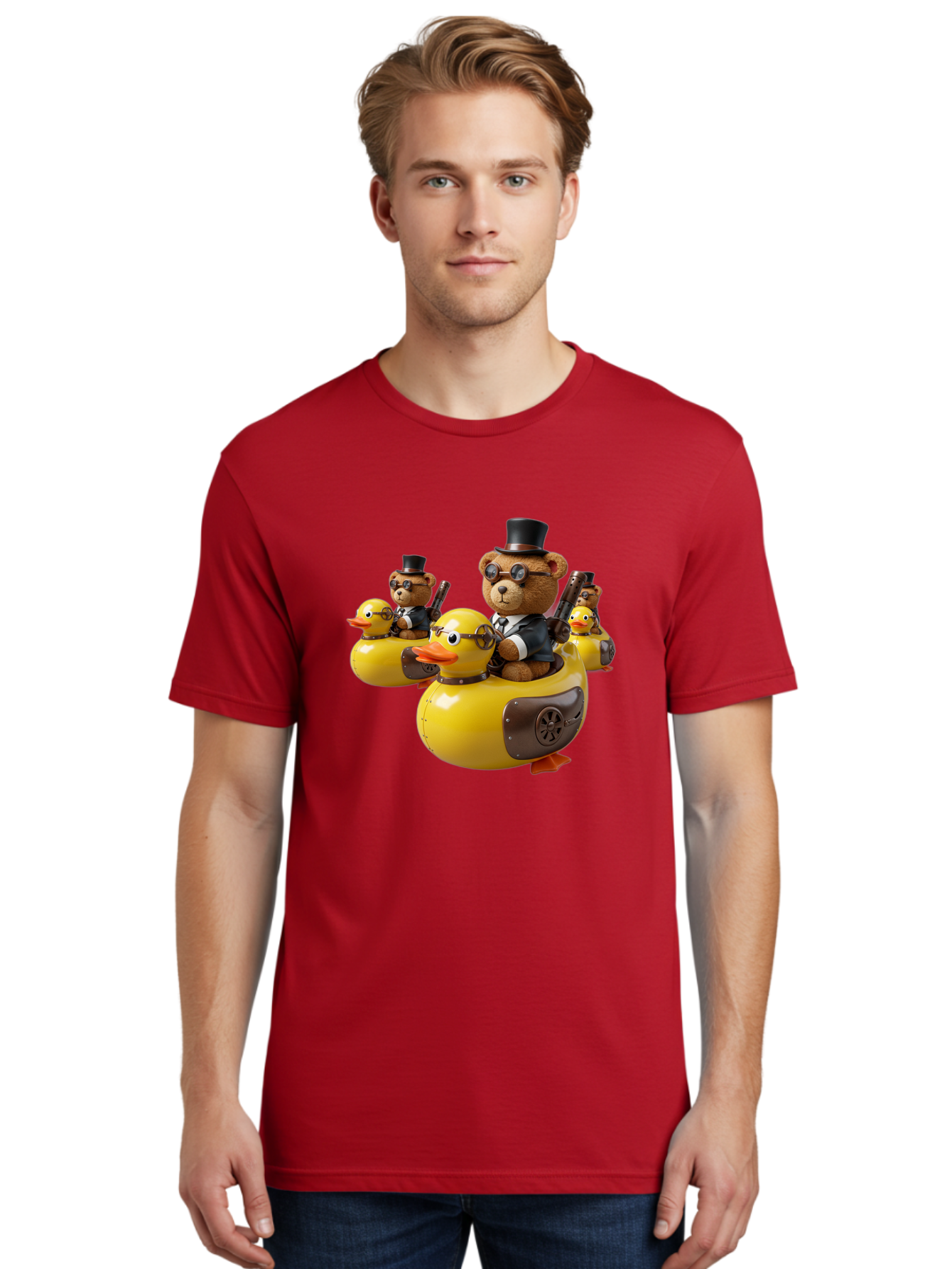 Steampunk-Bears-Riding-Ducks Men'S Graphic Tee, 100% Cotton, Comfortable Casual Summer Wear, Machine Washable, Vintage Camera, Old Camera, Antique Camera, Black Camera, Classic Photography, Photography Equipment, Nostalgic Device, Film Camera, Ban612