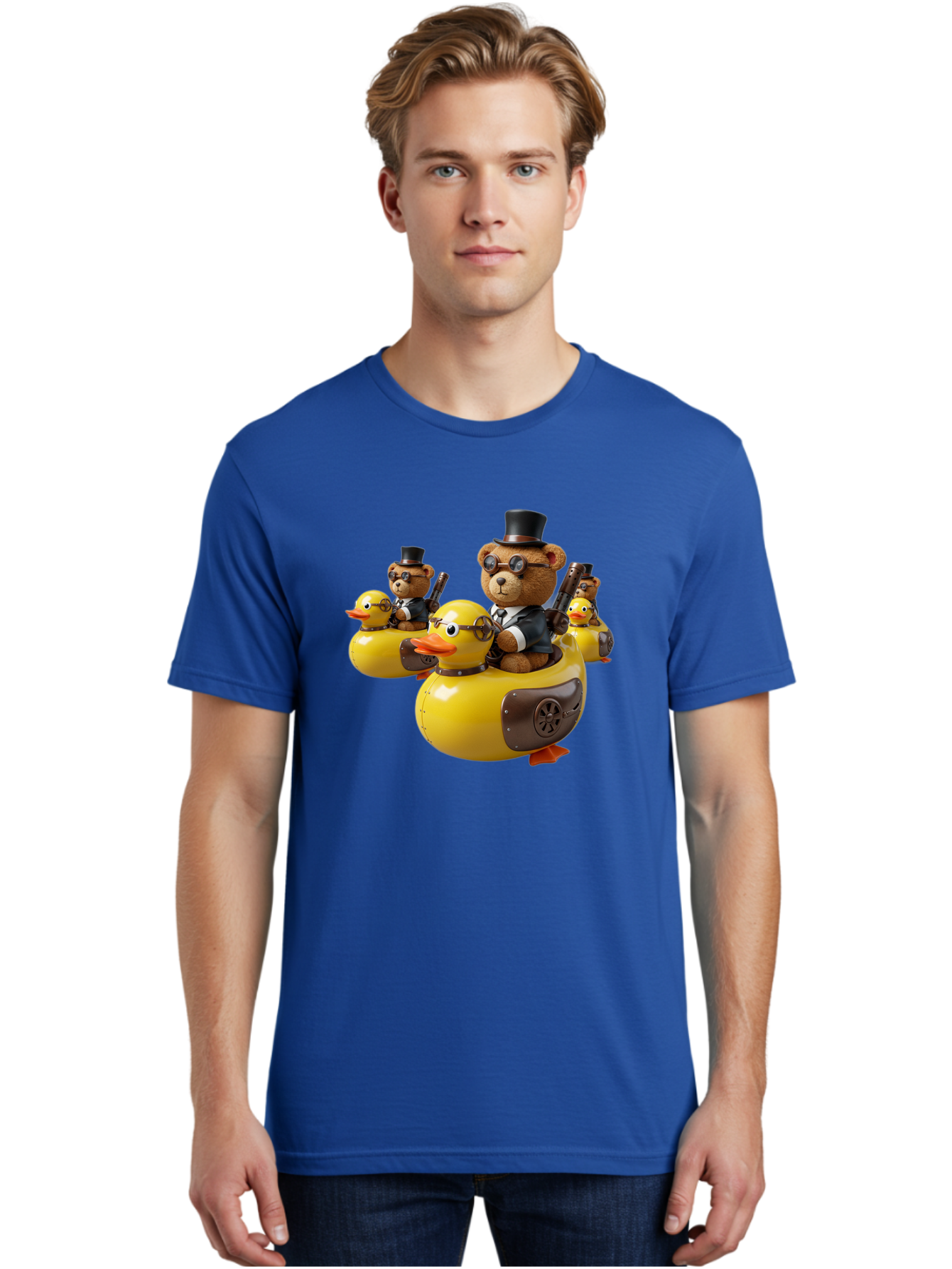 Steampunk-Bears-Riding-Ducks Men'S Graphic Tee, 100% Cotton, Comfortable Casual Summer Wear, Machine Washable, Vintage Camera, Old Camera, Antique Camera, Black Camera, Classic Photography, Photography Equipment, Nostalgic Device, Film Camera, Ban612