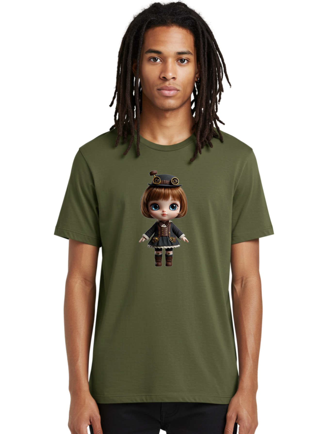 Steampunk-Blythe-Doll Men'S Graphic Tee, 100% Cotton, Comfortable Casual Summer Wear, Machine Washable, Vintage Camera, Old Camera, Antique Camera, Black Camera, Classic Photography, Photography Equipment, Nostalgic Device, Film Camera, Ban614