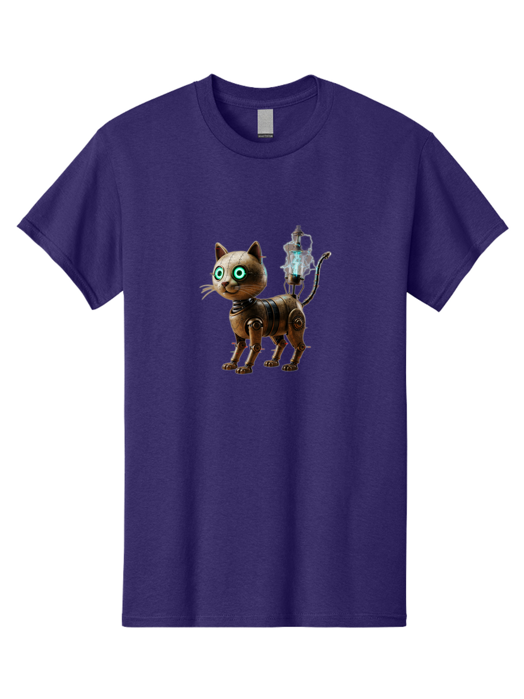 Steampunk-Cat-Robot Men'S Graphic Tee, 100% Cotton, Comfortable Casual Summer Wear, Machine Washable, Vintage Camera, Old Camera, Antique Camera, Black Camera, Classic Photography, Photography Equipment, Nostalgic Device, Film Camera, Ban615