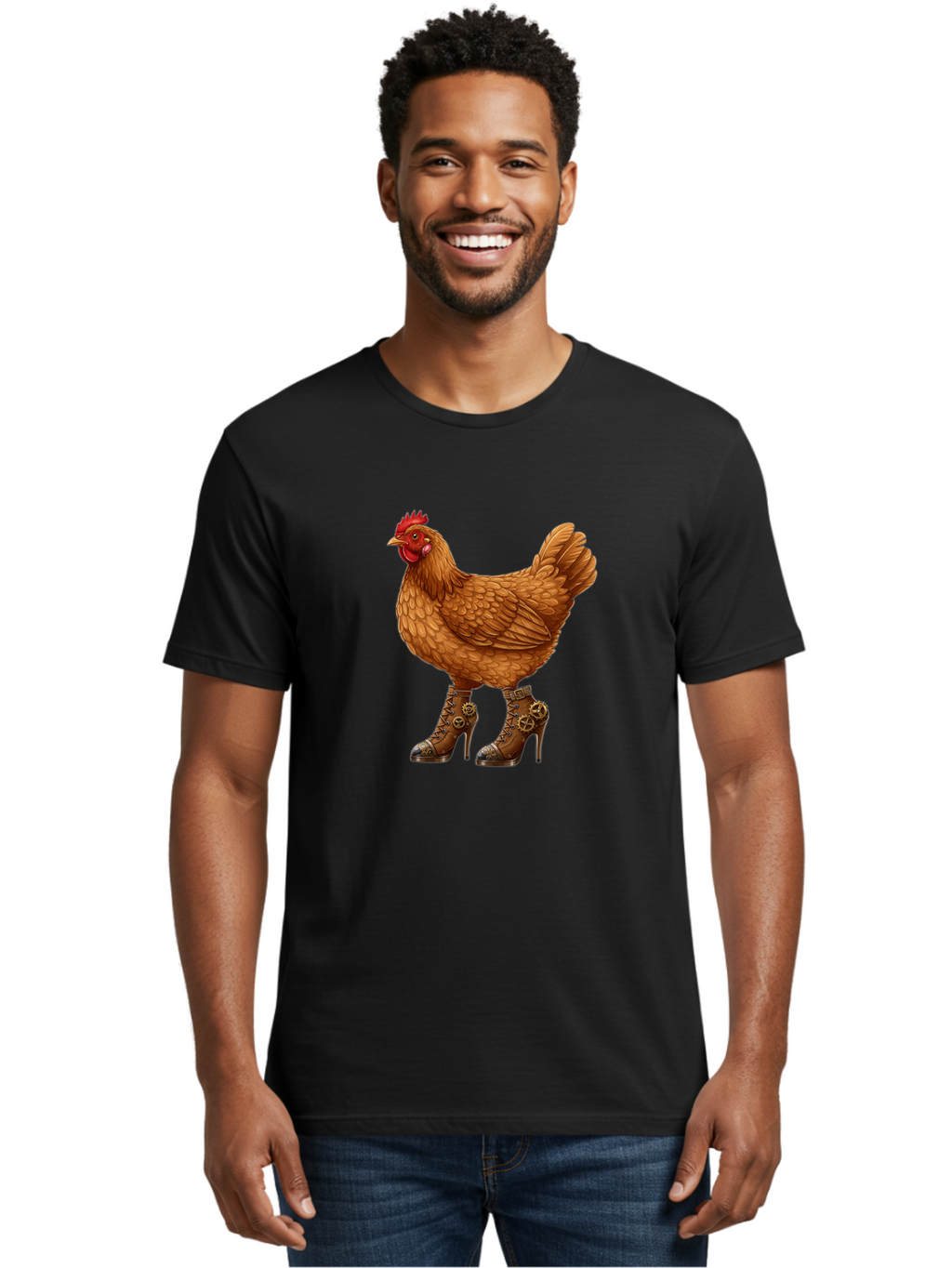Steampunk-Chicken Men'S Graphic Tee, 100% Cotton, Comfortable Casual Summer Wear, Machine Washable, Vintage Camera, Old Camera, Antique Camera, Black Camera, Classic Photography, Photography Equipment, Nostalgic Device, Film Camera, Camera Art Ban617
