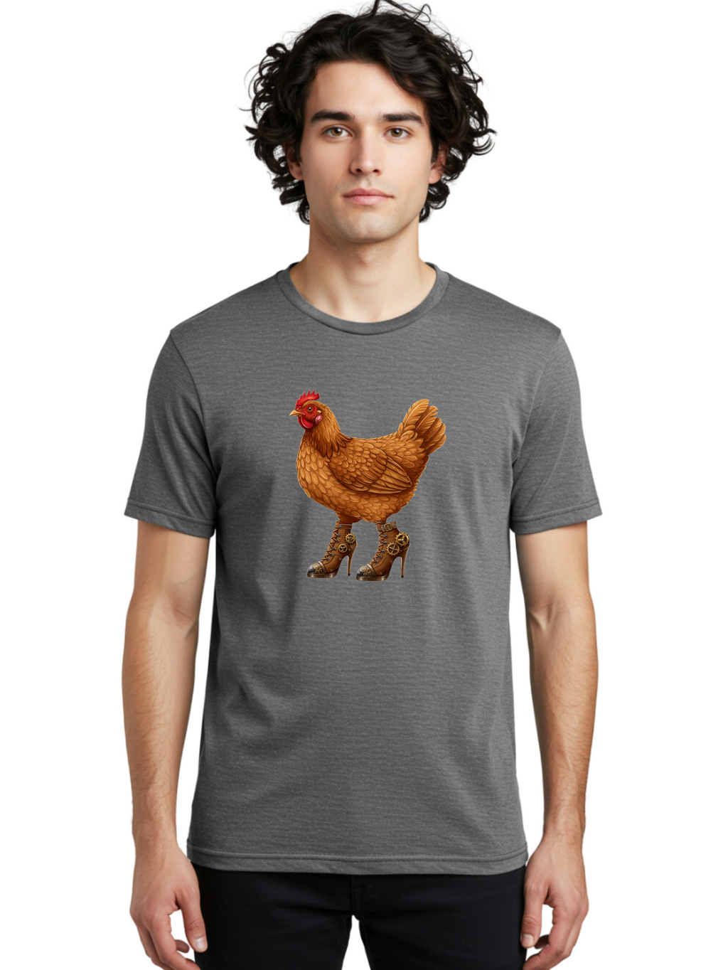 Steampunk-Chicken Men'S Graphic Tee, 100% Cotton, Comfortable Casual Summer Wear, Machine Washable, Vintage Camera, Old Camera, Antique Camera, Black Camera, Classic Photography, Photography Equipment, Nostalgic Device, Film Camera, Camera Art Ban617
