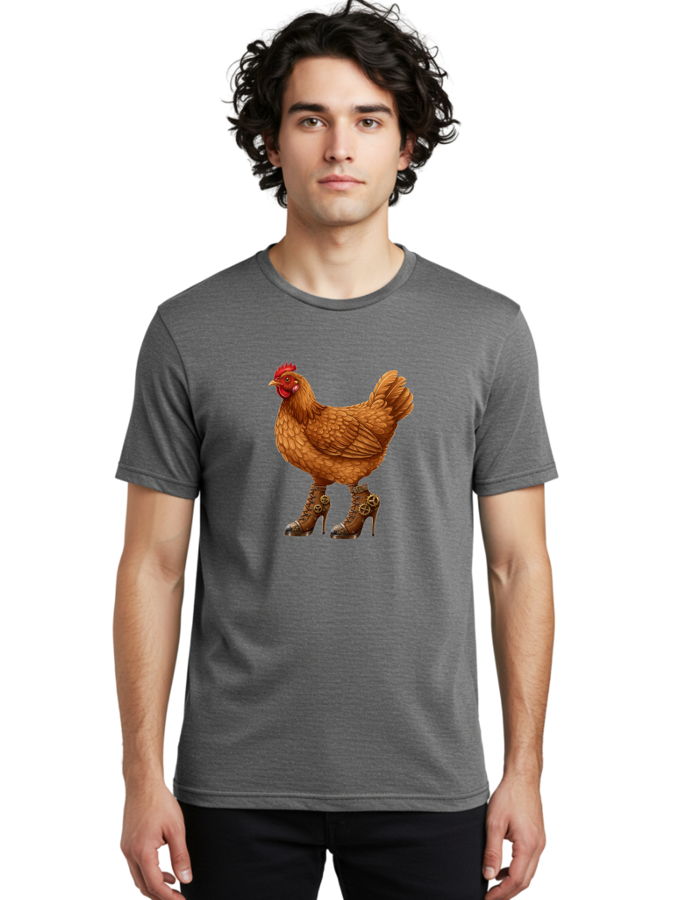 Steampunk-Chicken Men'S Graphic Tee, 100% Cotton, Comfortable Casual Summer Wear, Machine Washable, Vintage Camera, Old Camera, Antique Camera, Black Camera, Classic Photography, Photography Equipment, Nostalgic Device, Film Camera, Camera Art Ban617