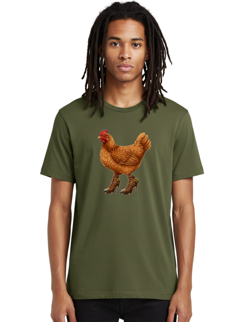 Steampunk-Chicken Men'S Graphic Tee, 100% Cotton, Comfortable Casual Summer Wear, Machine Washable, Vintage Camera, Old Camera, Antique Camera, Black Camera, Classic Photography, Photography Equipment, Nostalgic Device, Film Camera, Camera Art Ban617