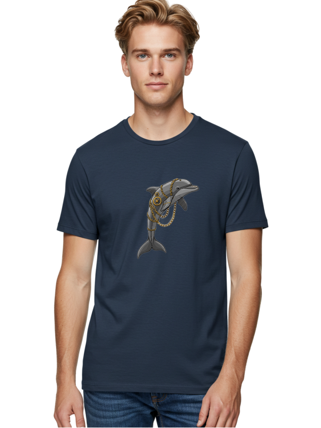 Steampunk-Dolphin Men'S Graphic Tee, 100% Cotton, Comfortable Casual Summer Wear, Machine Washable, Vintage Camera, Old Camera, Antique Camera, Black Camera, Classic Photography, Photography Equipment, Nostalgic Device, Film Camera, Camera Art Ban618