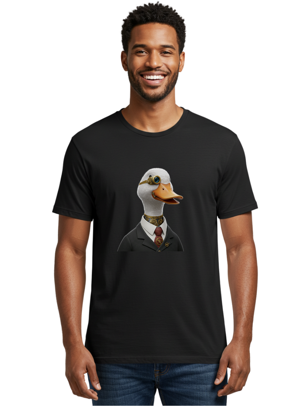 Steampunk-Duck Men'S Graphic Tee, 100% Cotton, Comfortable Casual Summer Wear, Machine Washable, Vintage Camera, Old Camera, Antique Camera, Black Camera, Classic Photography, Photography Equipment, Nostalgic Device, Film Camera, Camera Art Ban619
