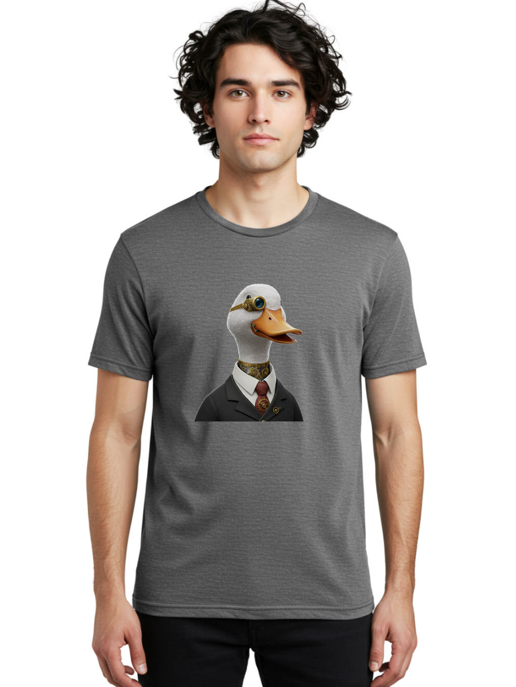 Steampunk-Duck Men'S Graphic Tee, 100% Cotton, Comfortable Casual Summer Wear, Machine Washable, Vintage Camera, Old Camera, Antique Camera, Black Camera, Classic Photography, Photography Equipment, Nostalgic Device, Film Camera, Camera Art Ban619