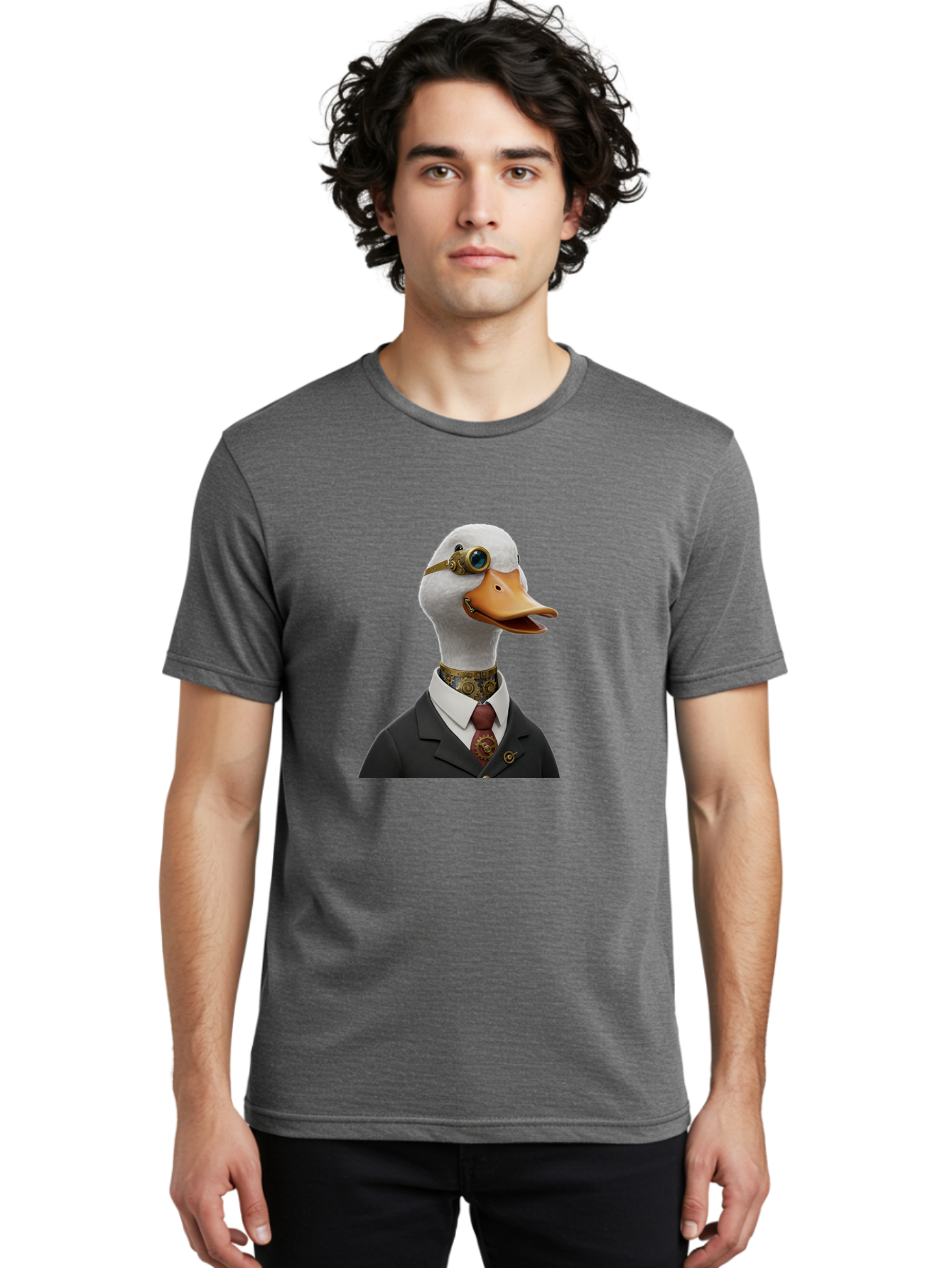 Steampunk-Duck Men'S Graphic Tee, 100% Cotton, Comfortable Casual Summer Wear, Machine Washable, Vintage Camera, Old Camera, Antique Camera, Black Camera, Classic Photography, Photography Equipment, Nostalgic Device, Film Camera, Camera Art Ban619
