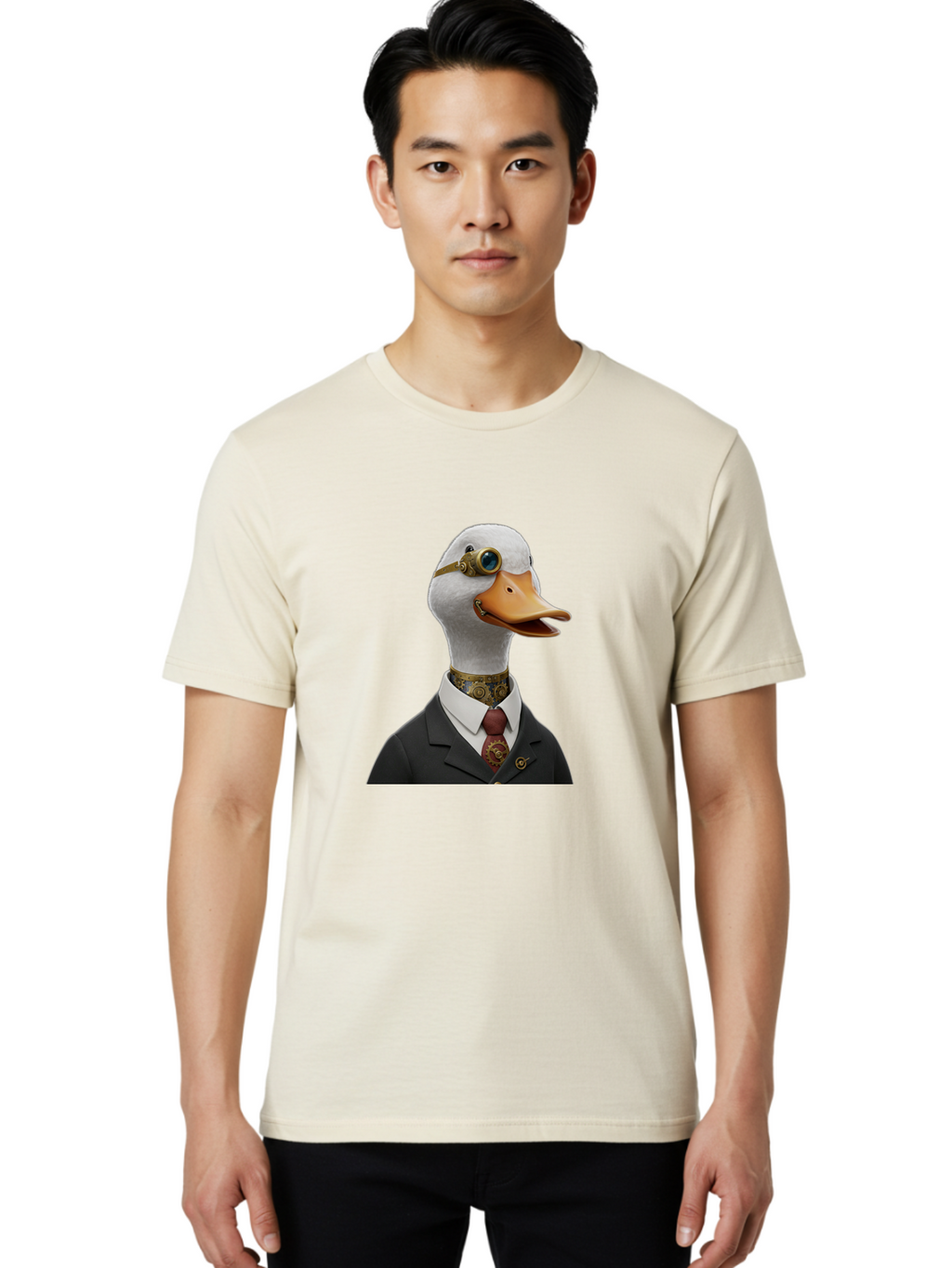 Steampunk-Duck Men'S Graphic Tee, 100% Cotton, Comfortable Casual Summer Wear, Machine Washable, Vintage Camera, Old Camera, Antique Camera, Black Camera, Classic Photography, Photography Equipment, Nostalgic Device, Film Camera, Camera Art Ban619