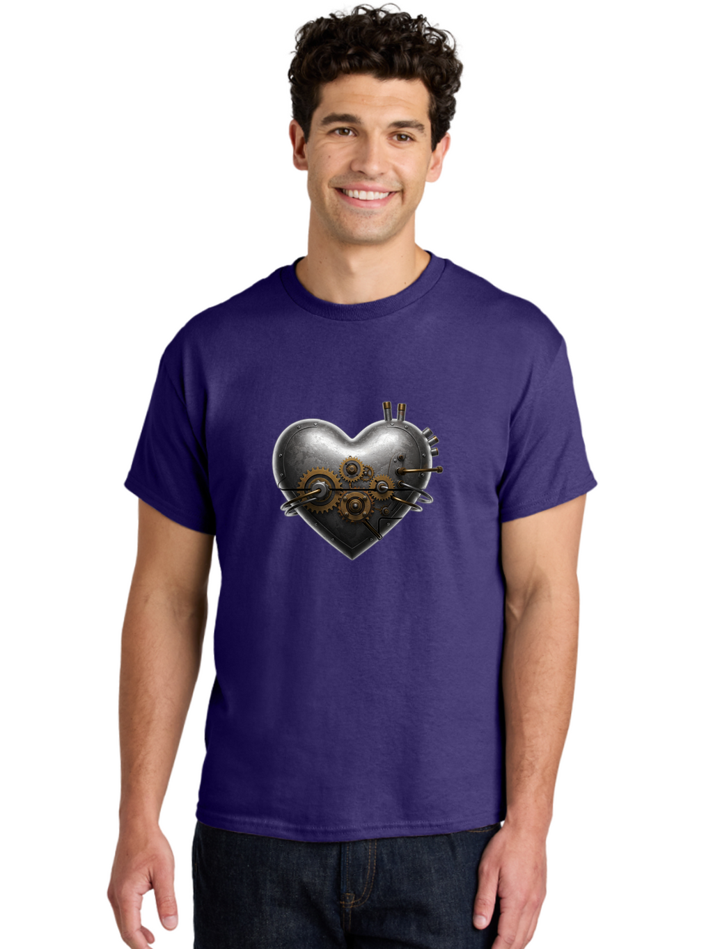 Steampunk-Heart Men'S Graphic Tee, 100% Cotton, Comfortable Casual Summer Wear, Machine Washable, Vintage Camera, Old Camera, Antique Camera, Black Camera, Classic Photography, Photography Equipment, Nostalgic Device, Film Camera, Camera Art Ban621