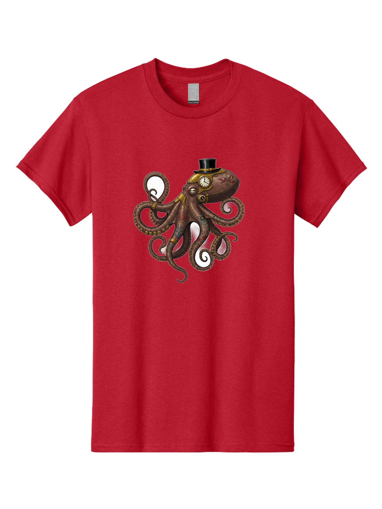 Steampunk-Octopus Men'S Graphic Tee, 100% Cotton, Comfortable Casual Summer Wear, Machine Washable, Vintage Camera, Old Camera, Antique Camera, Black Camera, Classic Photography, Photography Equipment, Nostalgic Device, Film Camera, Camera Art Ban622