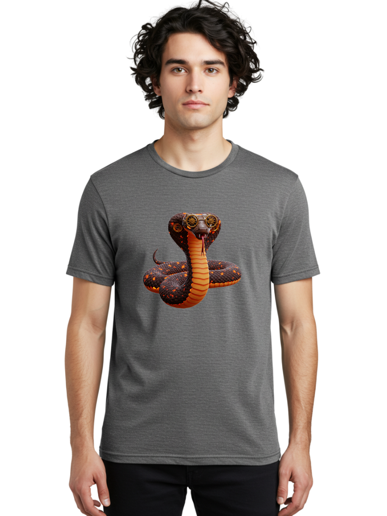 Steampunk-Snake Men'S Graphic Tee, 100% Cotton, Comfortable Casual Summer Wear, Machine Washable, Vintage Camera, Old Camera, Antique Camera, Black Camera, Classic Photography, Photography Equipment, Nostalgic Device, Film Camera, Camera Art Ban626