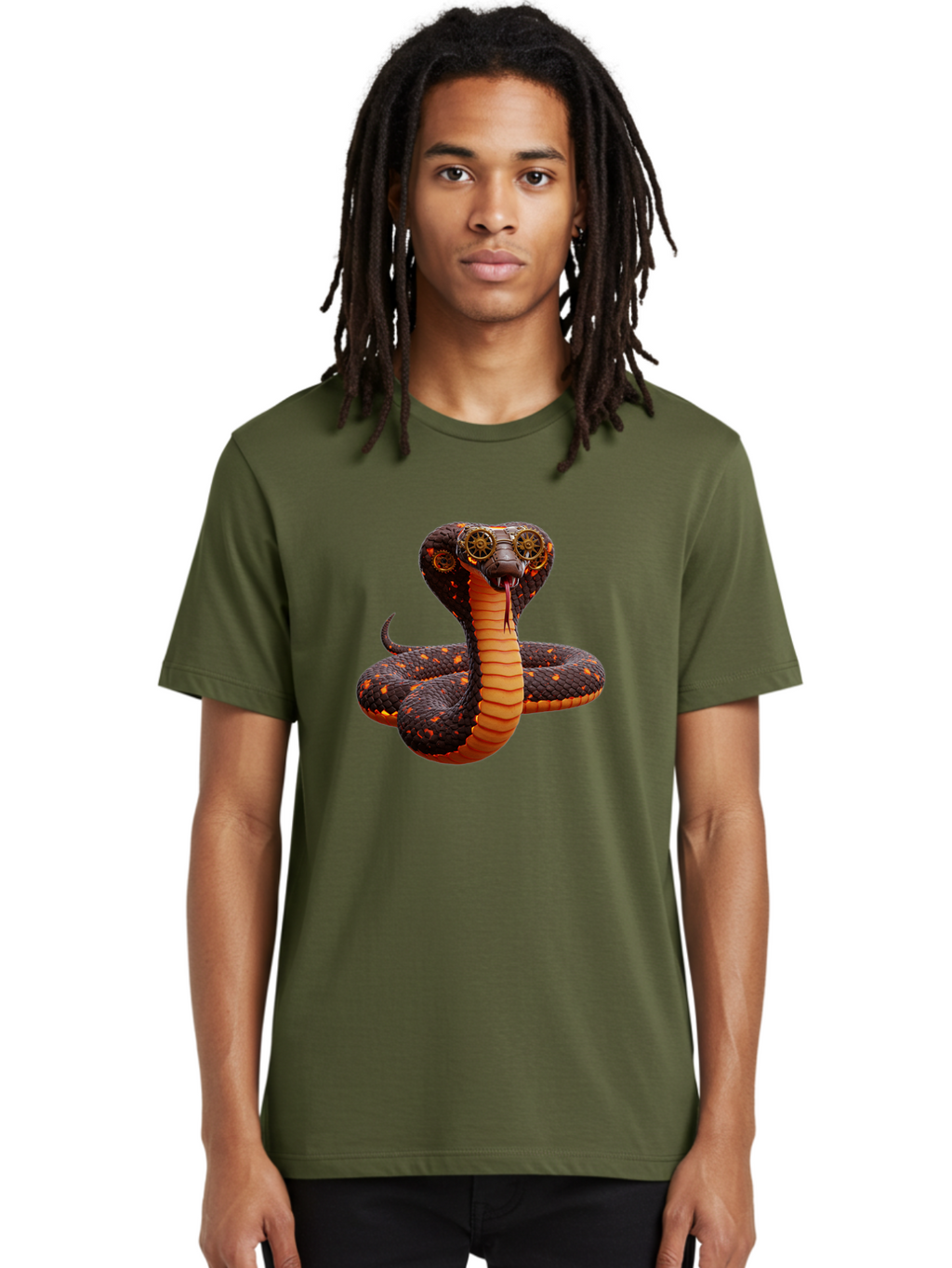 Steampunk-Snake Men'S Graphic Tee, 100% Cotton, Comfortable Casual Summer Wear, Machine Washable, Vintage Camera, Old Camera, Antique Camera, Black Camera, Classic Photography, Photography Equipment, Nostalgic Device, Film Camera, Camera Art Ban626