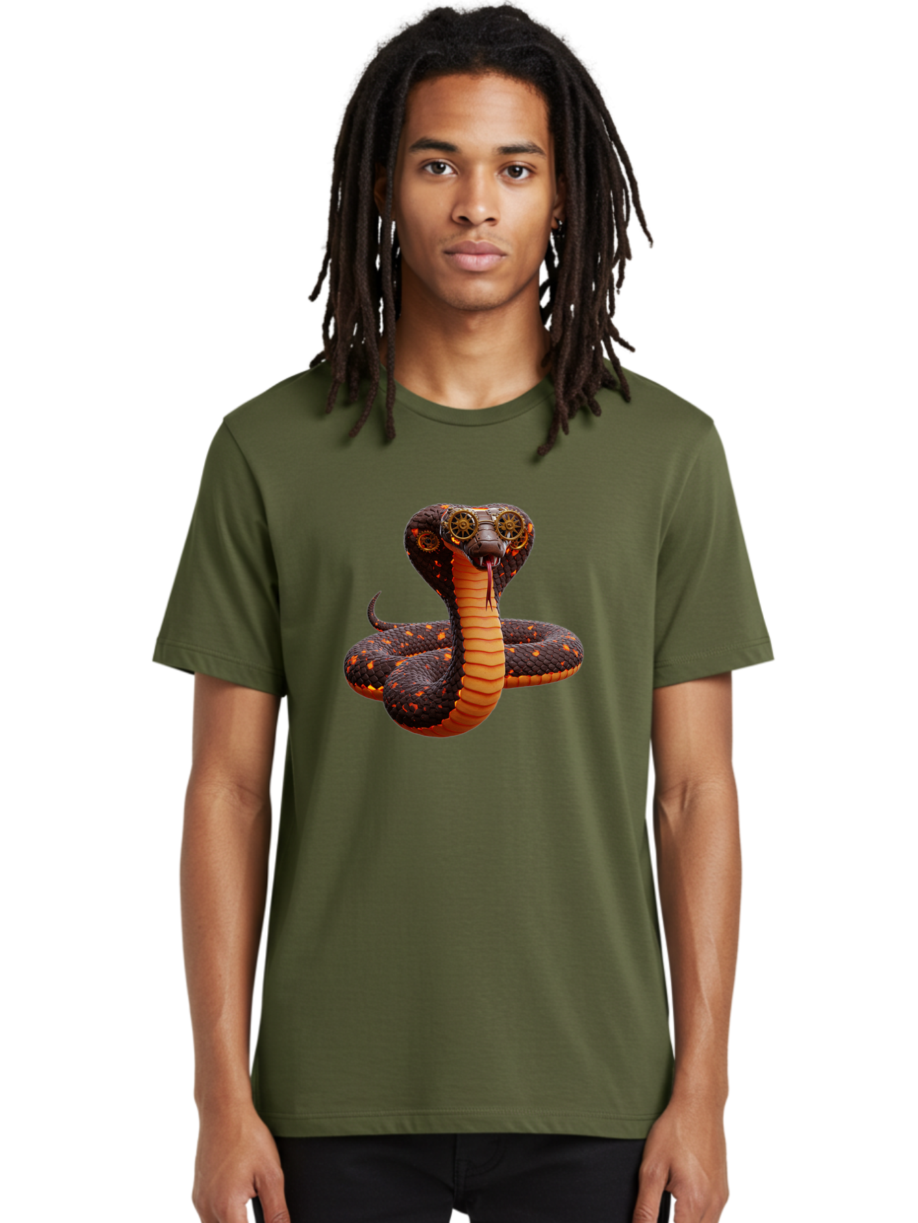 Steampunk-Snake Men'S Graphic Tee, 100% Cotton, Comfortable Casual Summer Wear, Machine Washable, Vintage Camera, Old Camera, Antique Camera, Black Camera, Classic Photography, Photography Equipment, Nostalgic Device, Film Camera, Camera Art Ban626