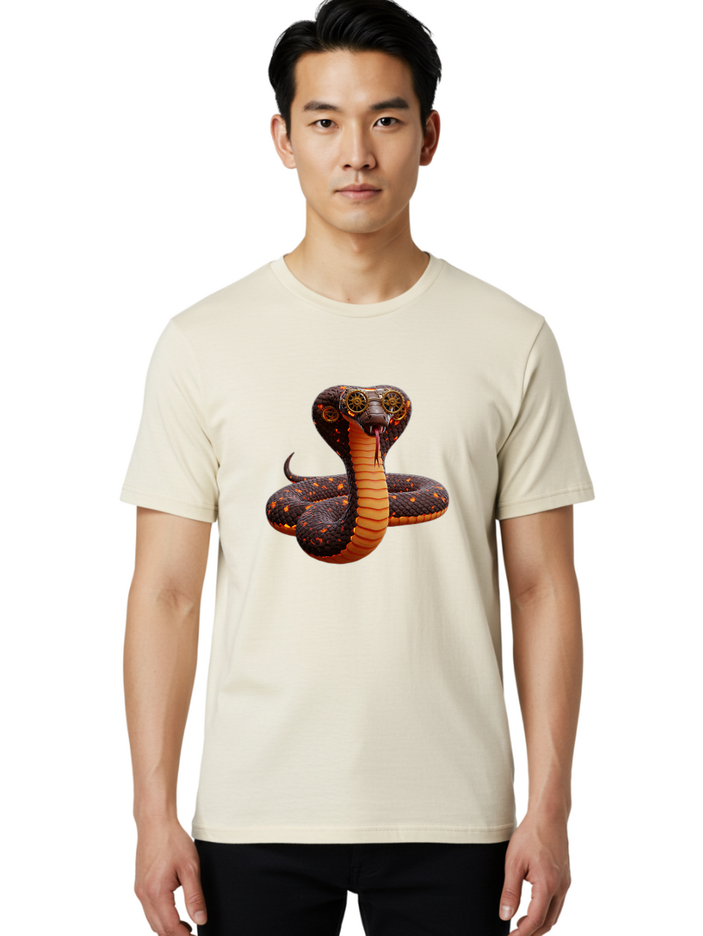 Steampunk-Snake Men'S Graphic Tee, 100% Cotton, Comfortable Casual Summer Wear, Machine Washable, Vintage Camera, Old Camera, Antique Camera, Black Camera, Classic Photography, Photography Equipment, Nostalgic Device, Film Camera, Camera Art Ban626