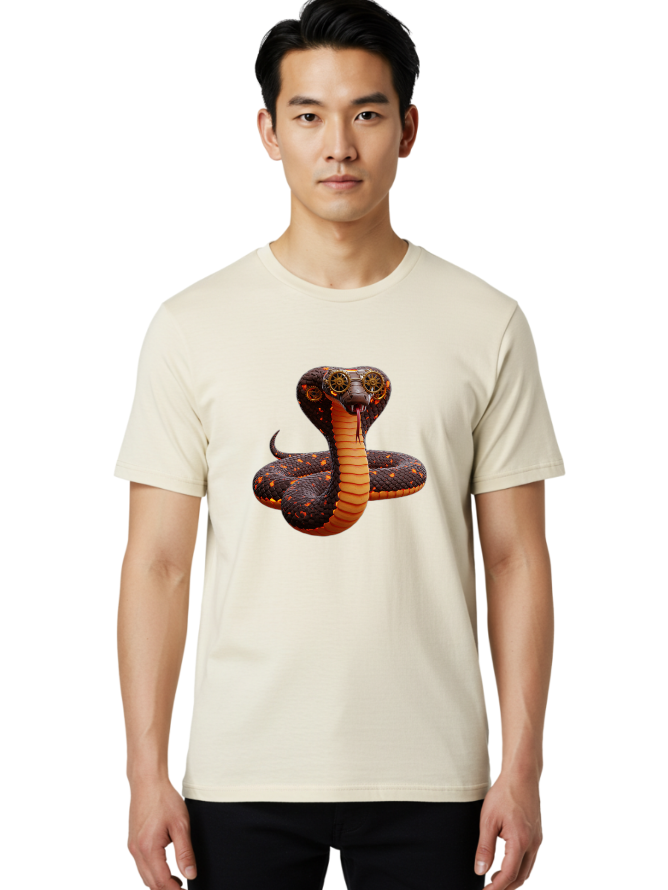 Steampunk-Snake Men'S Graphic Tee, 100% Cotton, Comfortable Casual Summer Wear, Machine Washable, Vintage Camera, Old Camera, Antique Camera, Black Camera, Classic Photography, Photography Equipment, Nostalgic Device, Film Camera, Camera Art Ban626