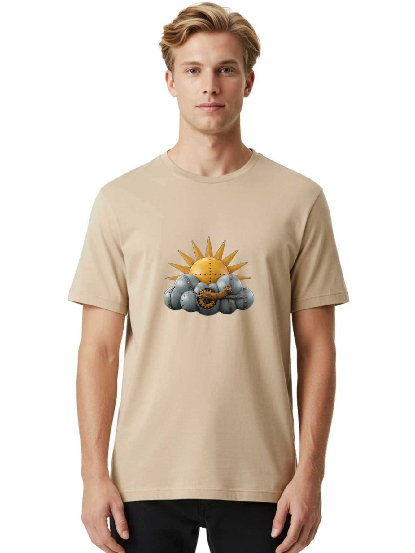 Steampunk-Sun Men'S Graphic Tee, 100% Cotton, Comfortable Casual Summer Wear, Machine Washable, Vintage Camera, Old Camera, Antique Camera, Black Camera, Classic Photography, Photography Equipment, Nostalgic Device, Film Camera, Camera Art Ban630
