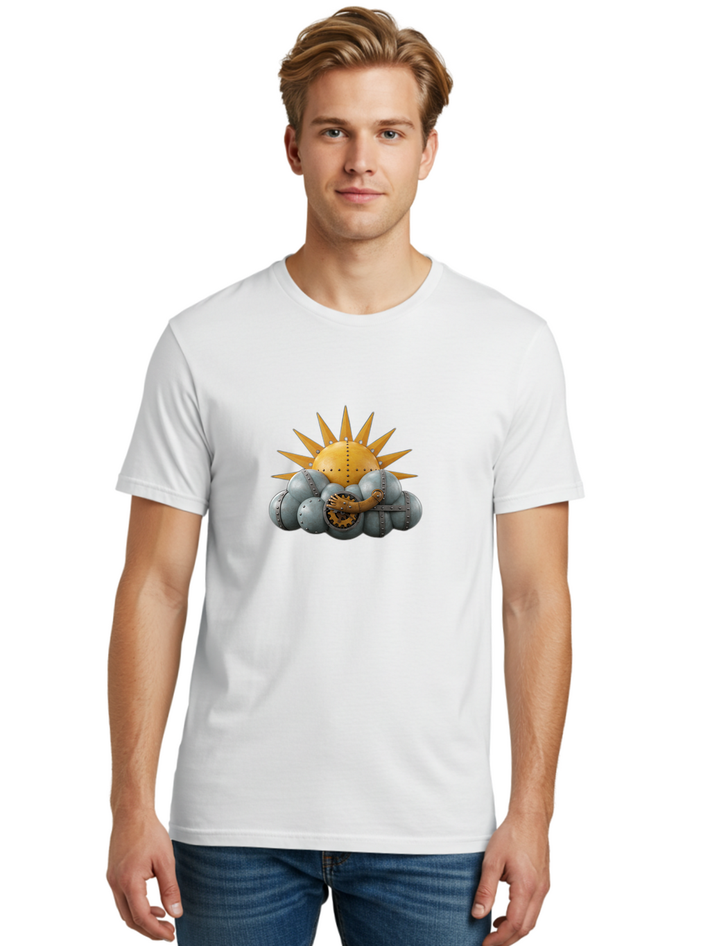 Steampunk-Sun Men'S Graphic Tee, 100% Cotton, Comfortable Casual Summer Wear, Machine Washable, Vintage Camera, Old Camera, Antique Camera, Black Camera, Classic Photography, Photography Equipment, Nostalgic Device, Film Camera, Camera Art Ban630
